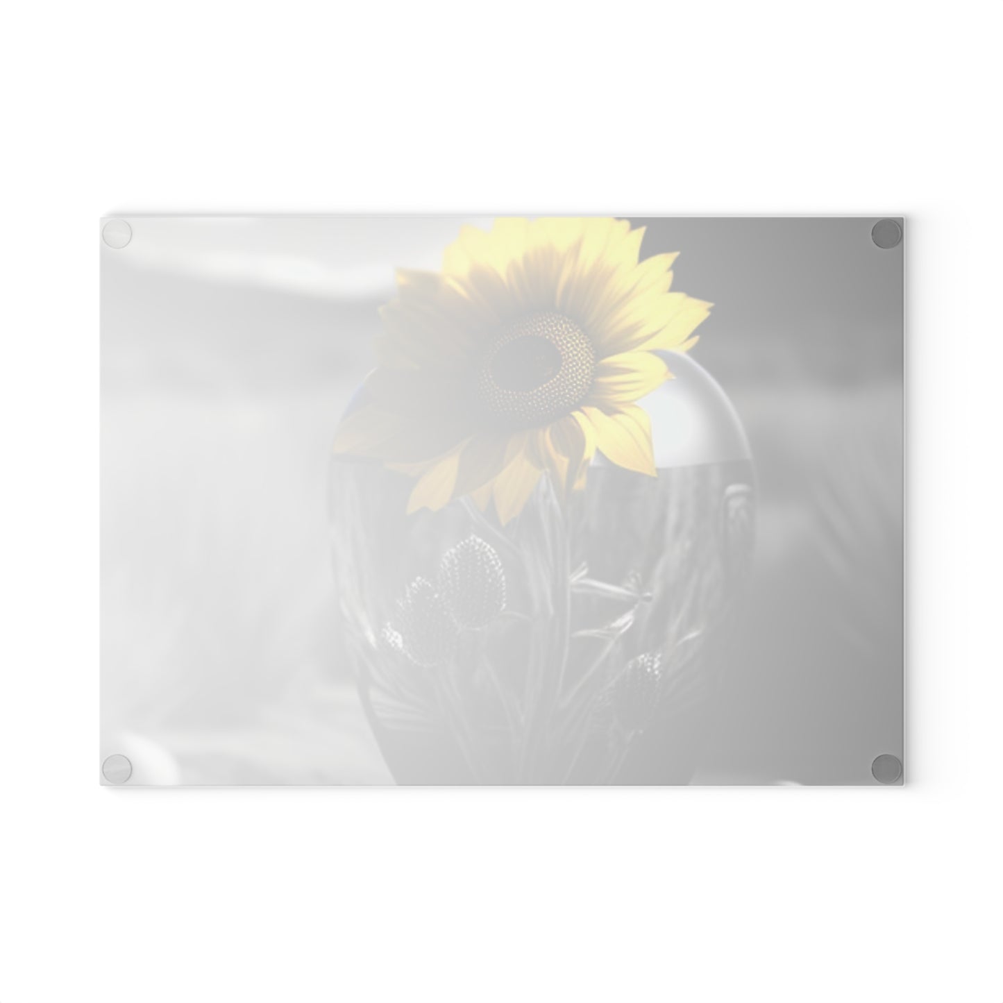 Glass Cutting Board Yellw Sunflower in a vase 3