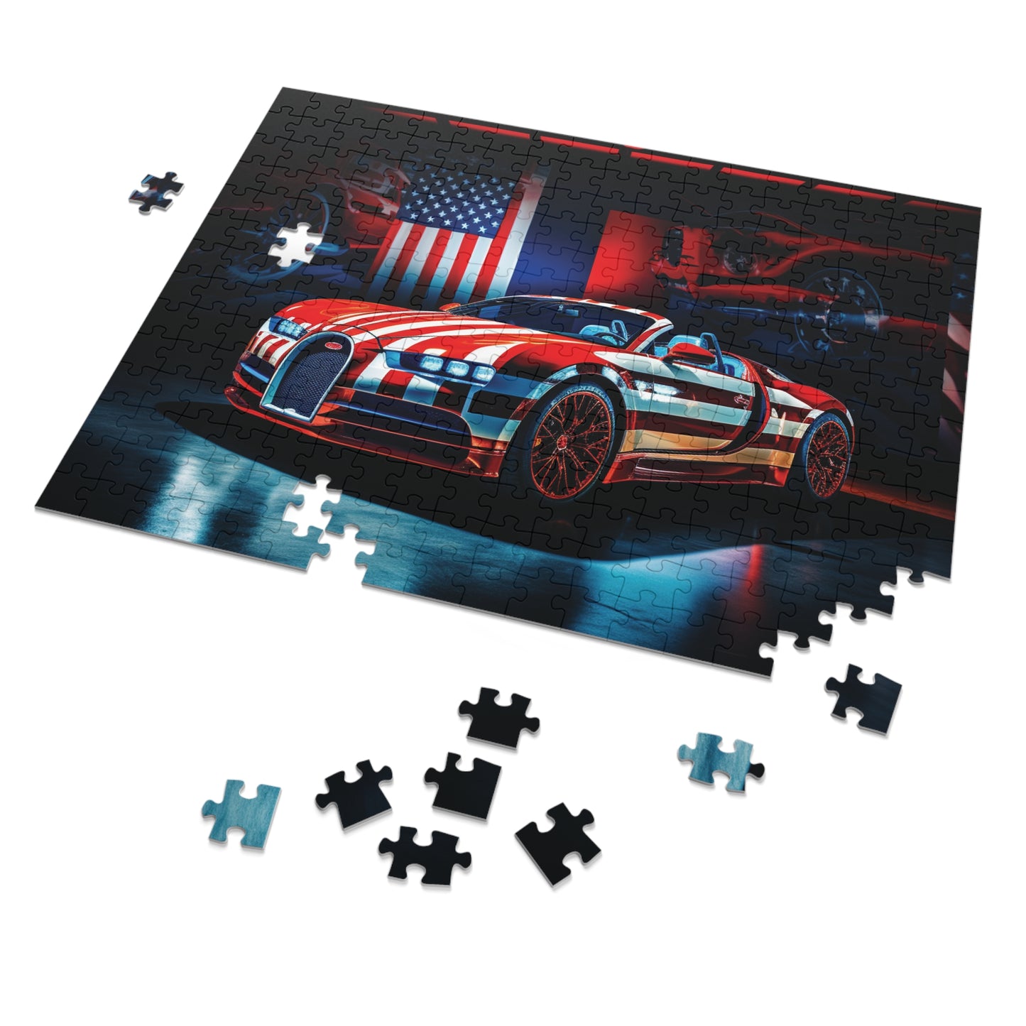 Jigsaw Puzzle (30, 110, 252, 500,1000-Piece) Macro Bugatti American Flag 2
