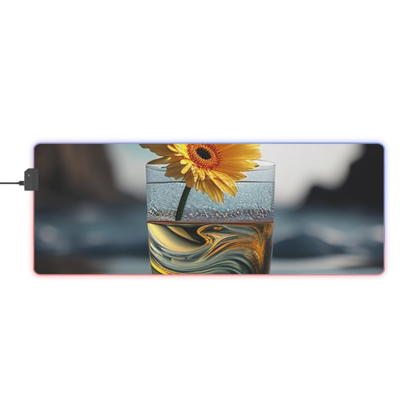 LED Gaming Mouse Pad yello Gerbera glass 2