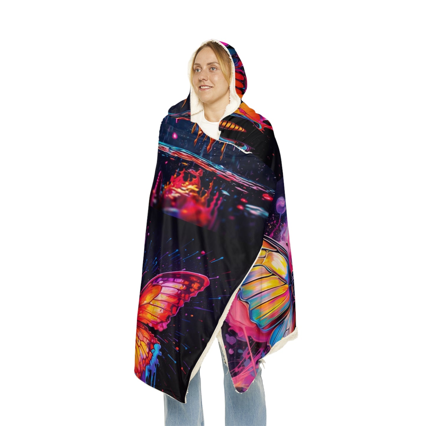 Snuggle Hooded Blanket Pink Butterfly Flair 5