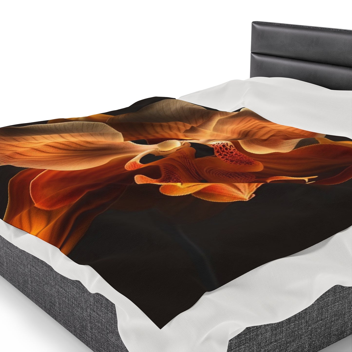 Velveteen Plush Blanket Orange Orchid 2