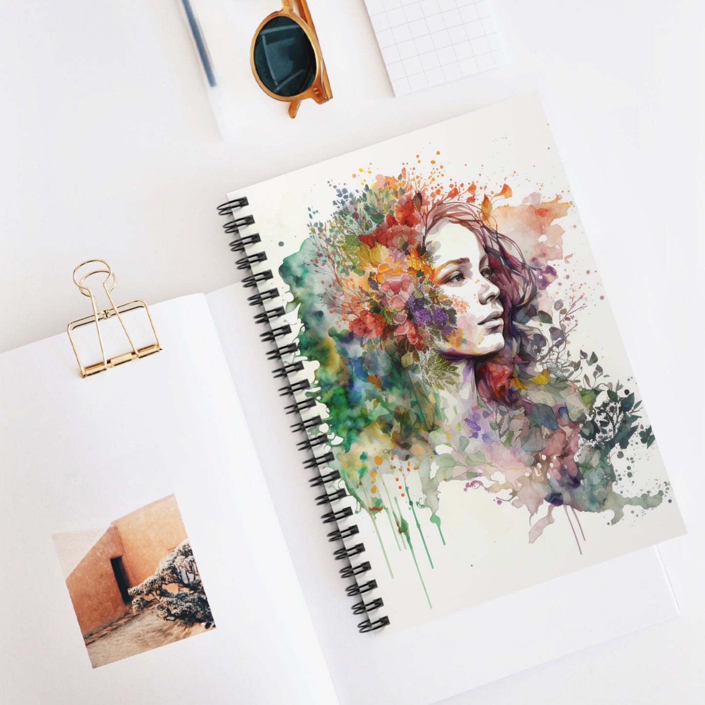 Spiral Notebook - Ruled Line Mother Nature Bright Spring Colors Realistic Watercolor 3