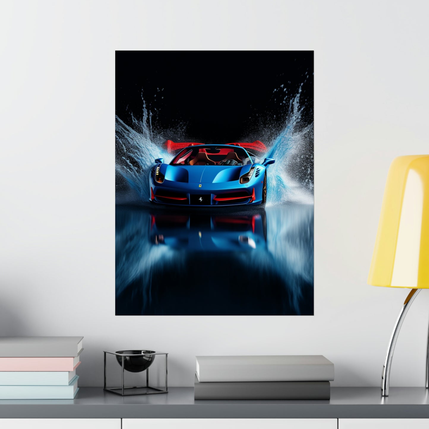 Premium Matte Vertical Posters Ferrari Water Splash 1