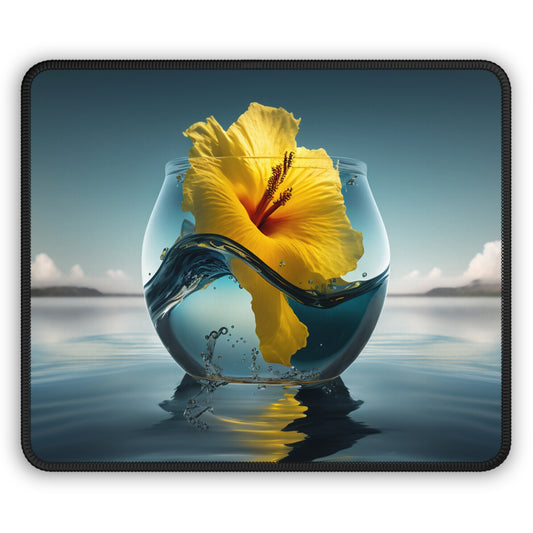 Gaming Mouse Pad  Yellow Hibiscus glass 4