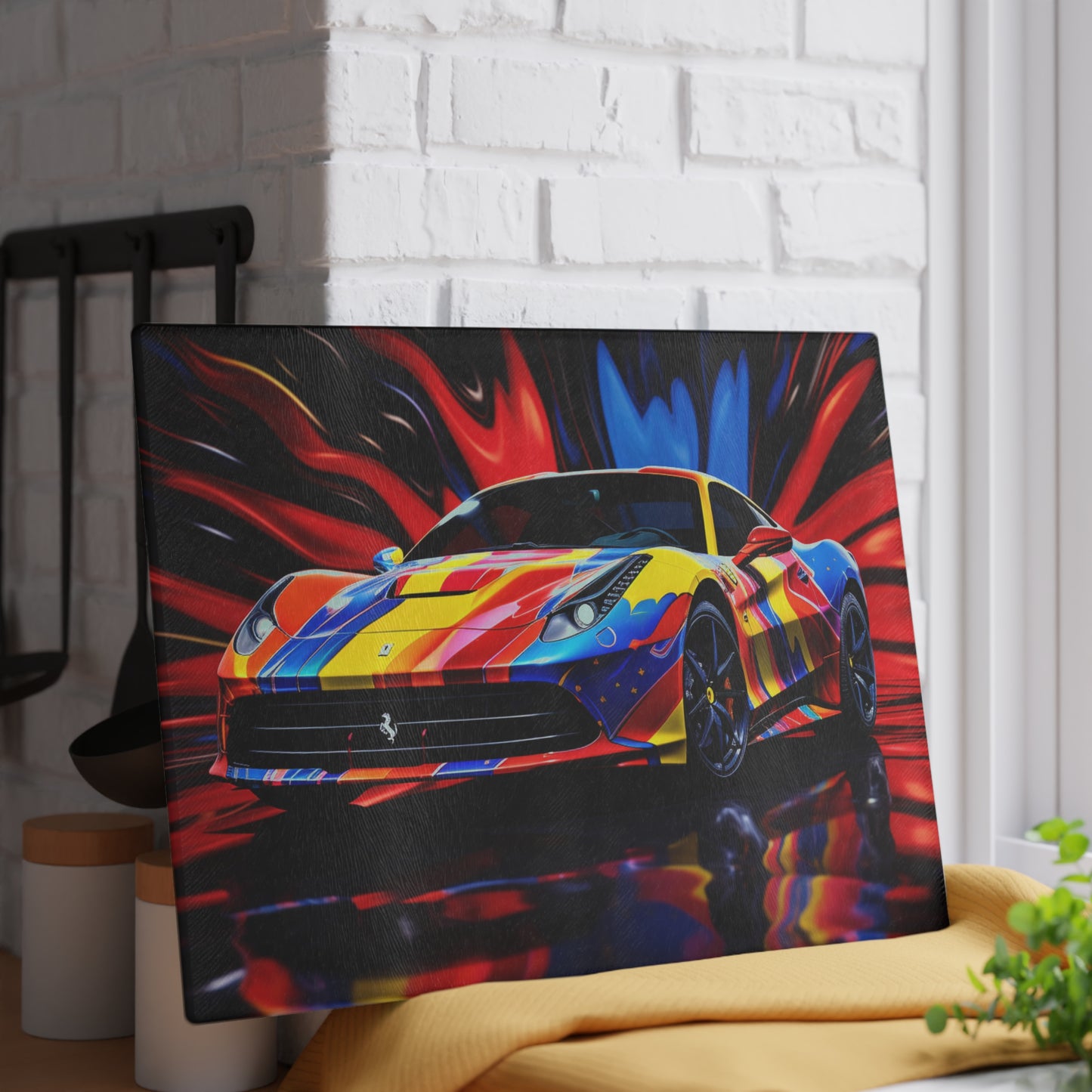 Glass Cutting Board Hyper Colorfull Ferrari 1