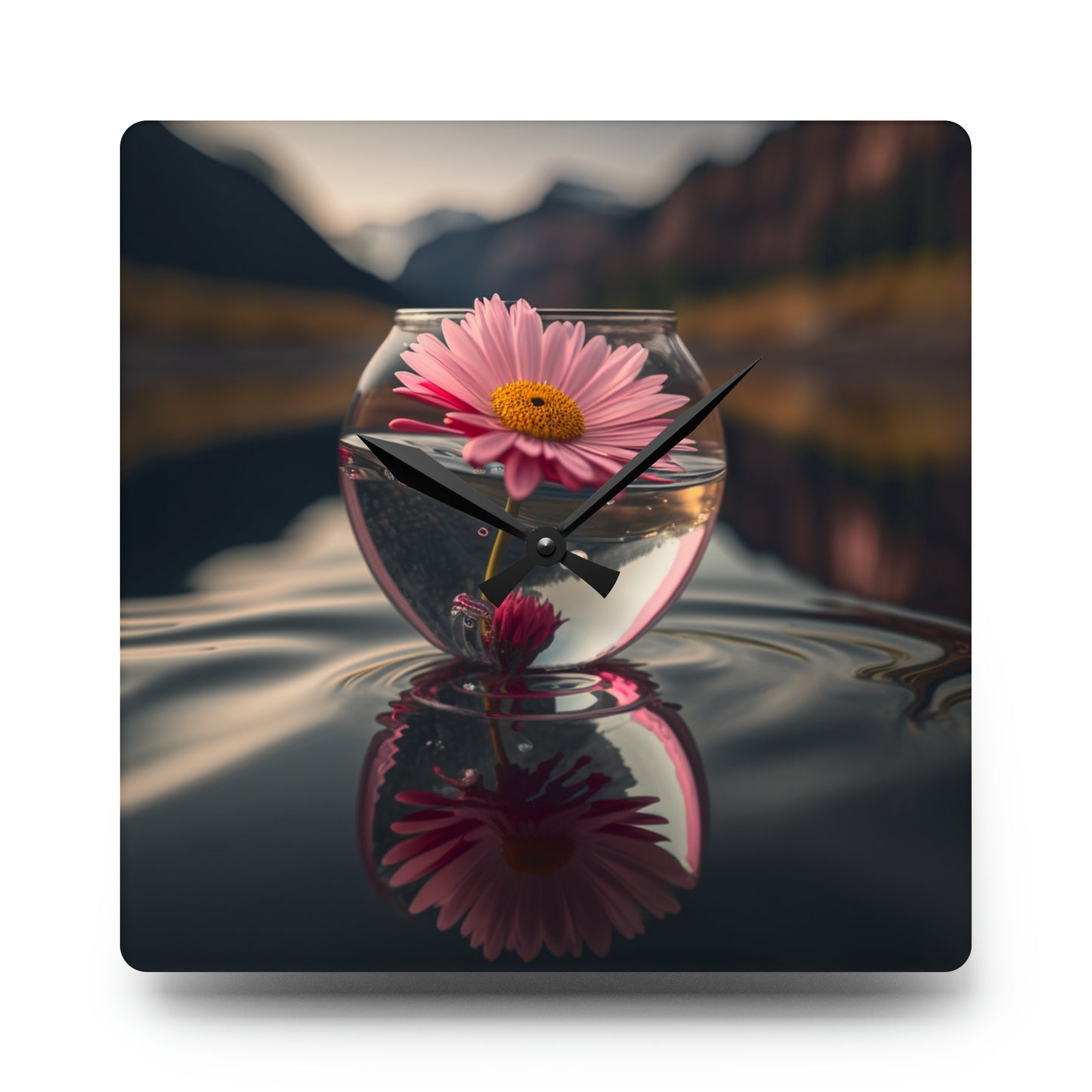 Acrylic Wall Clock Daisy in a vase 2