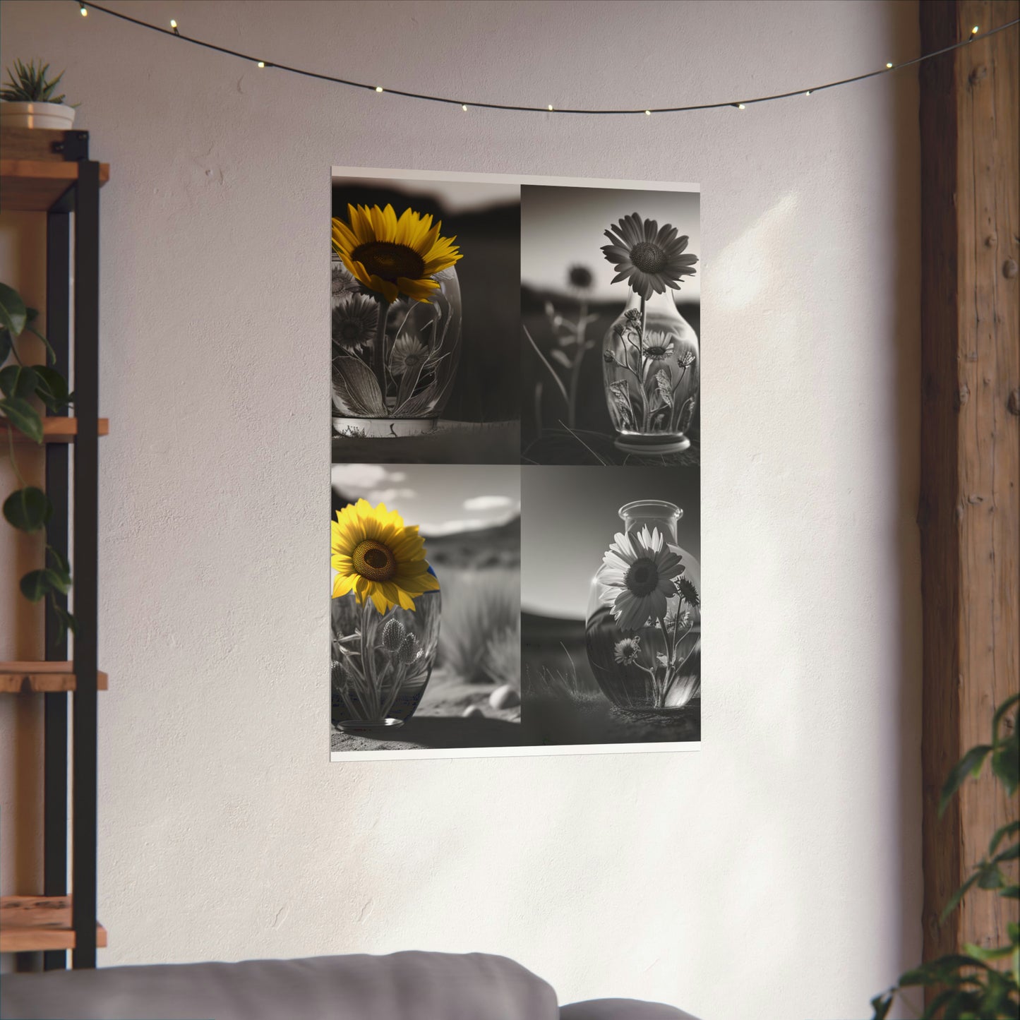 Premium Matte Vertical Posters Yellw Sunflower in a vase 5