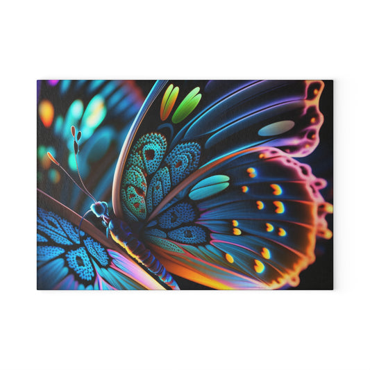 Glass Cutting Board Neon Butterfly Macro 2