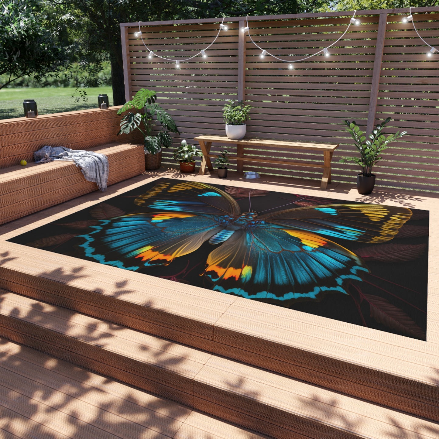 Outdoor Rug  Neon Butterfly Flair 1