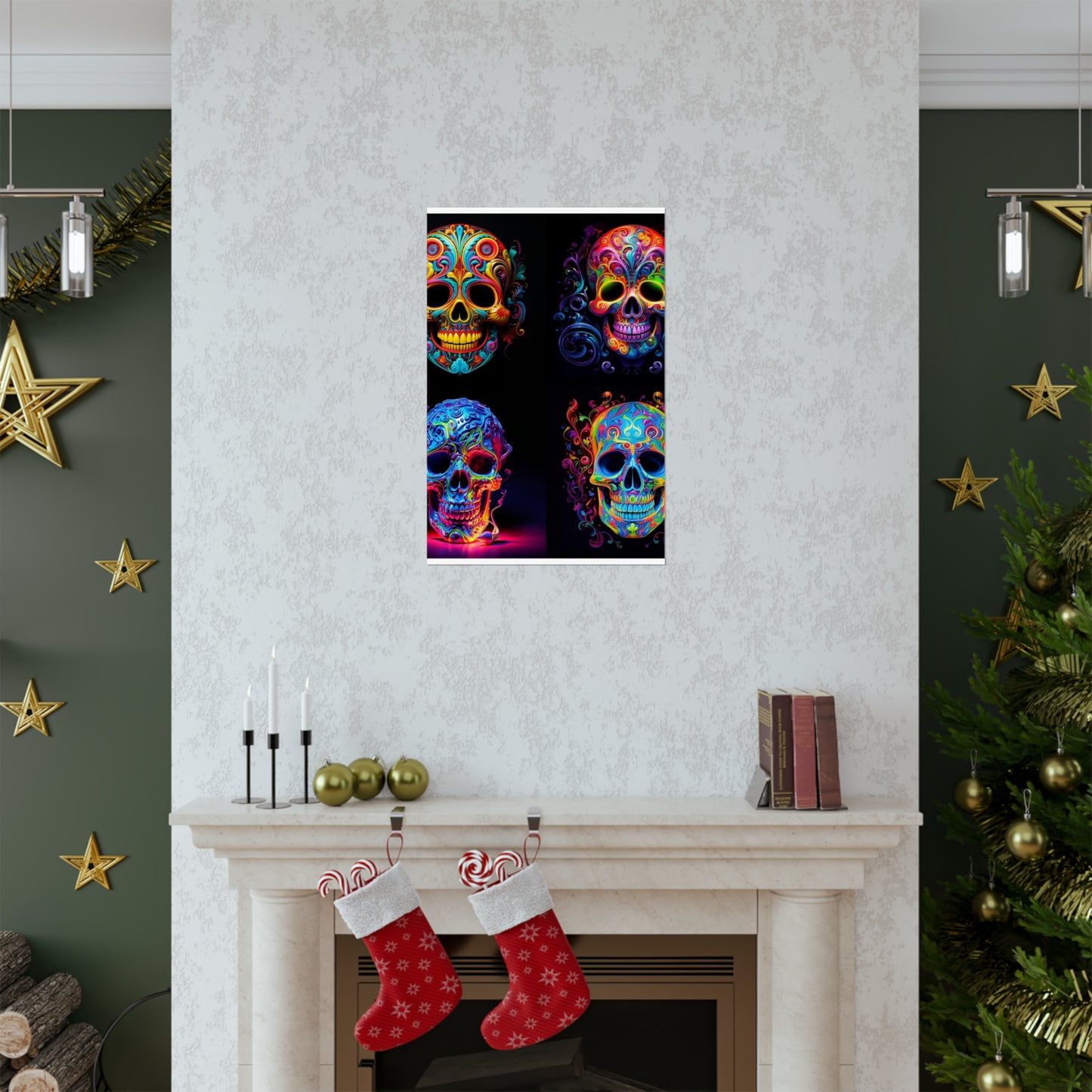 Premium Matte Vertical Posters Macro Skull Color 5