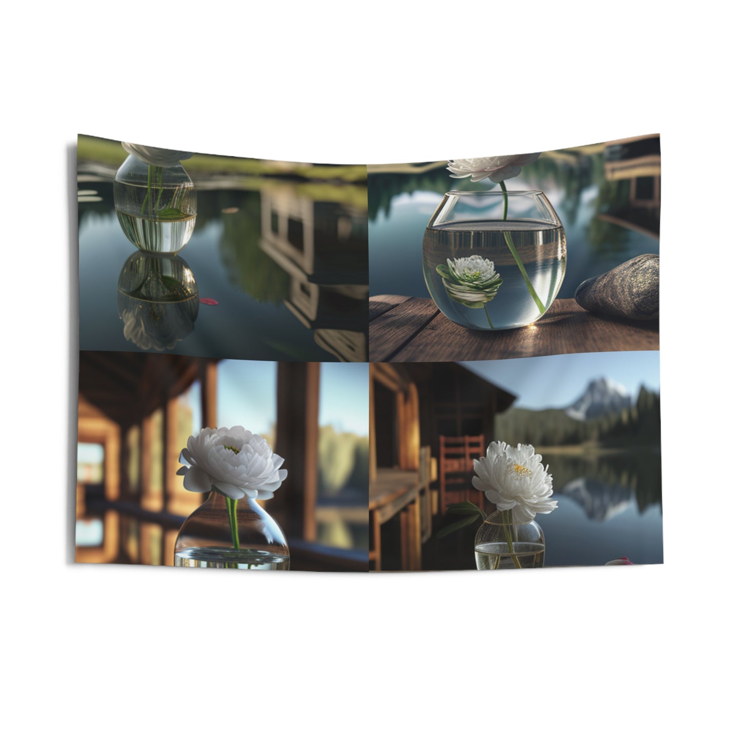 Indoor Wall Tapestries White Peony glass vase 5