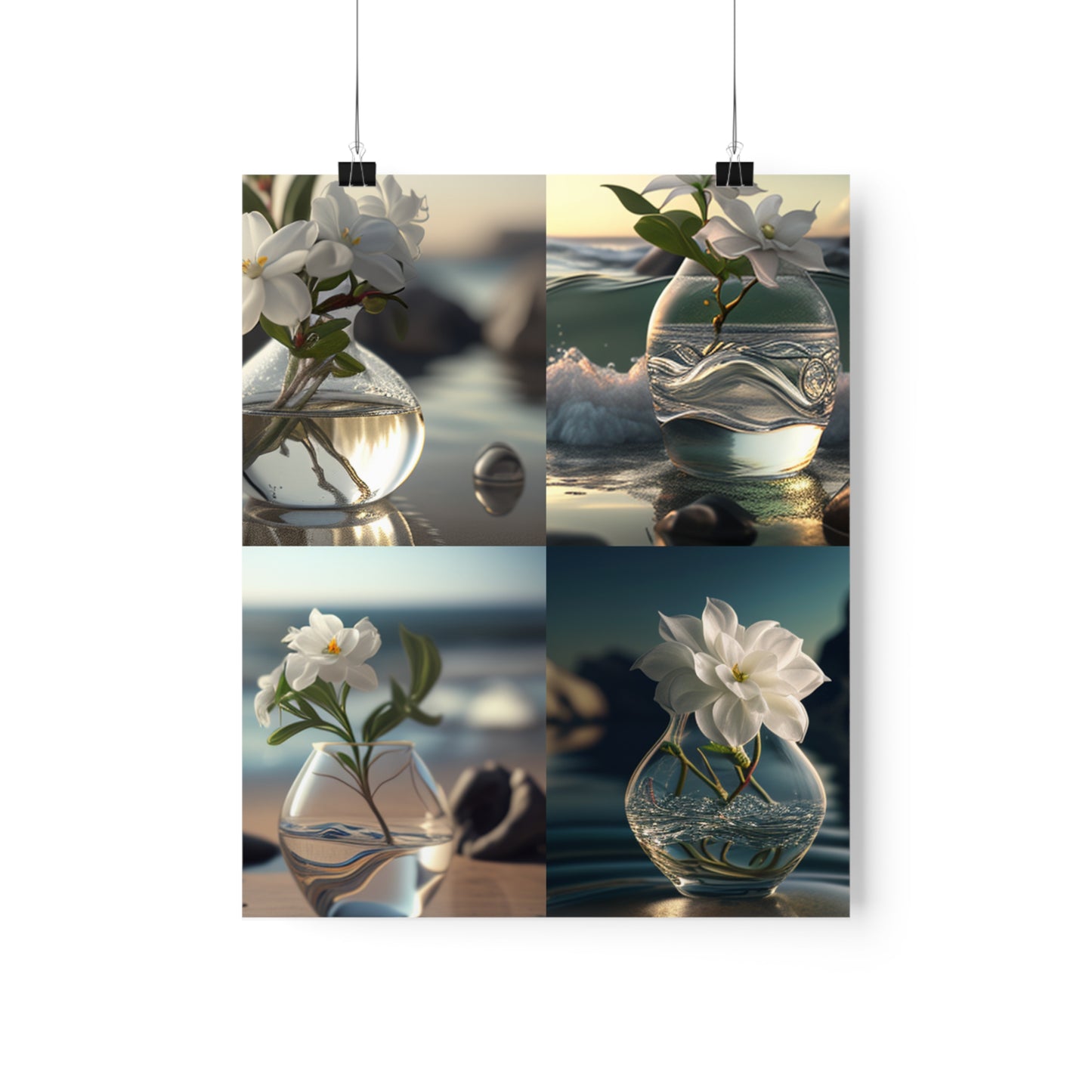 Premium Matte Vertical Posters Jasmine glass vase 5