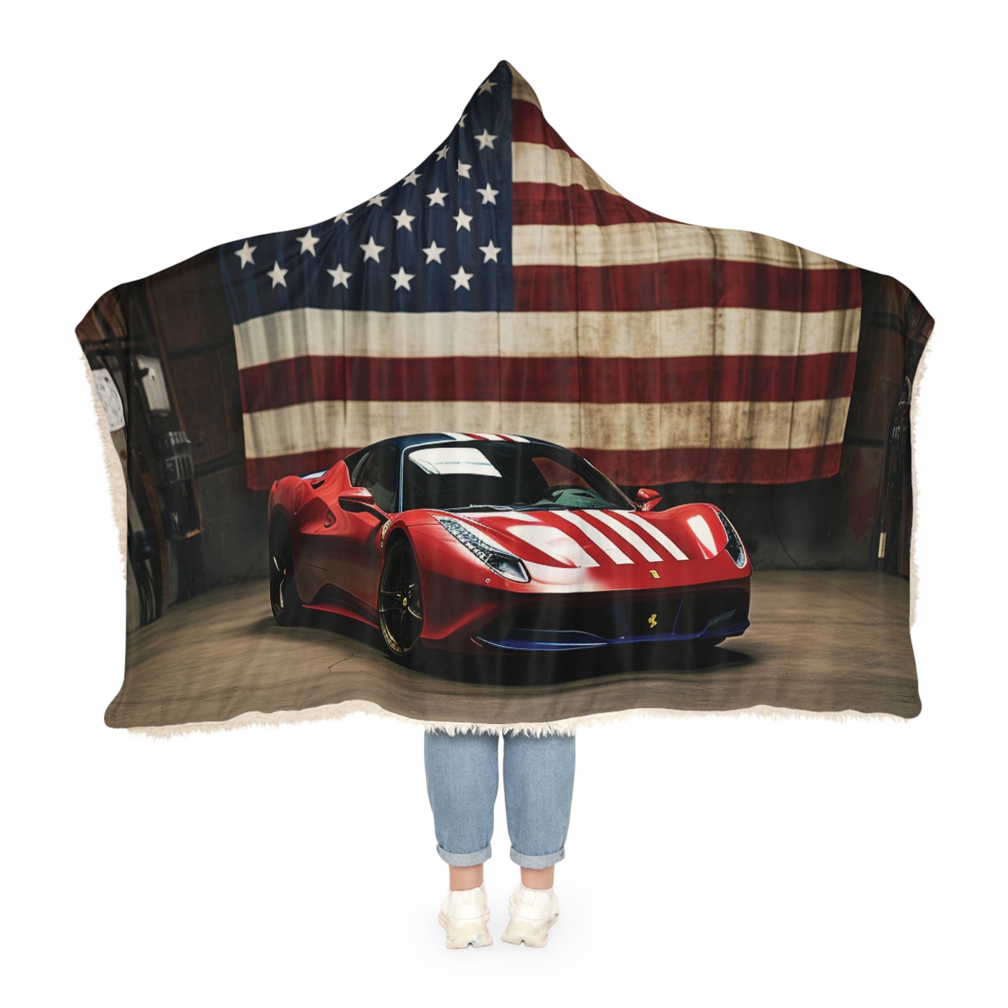 Snuggle Hooded Blanket American Flag Farrari 4