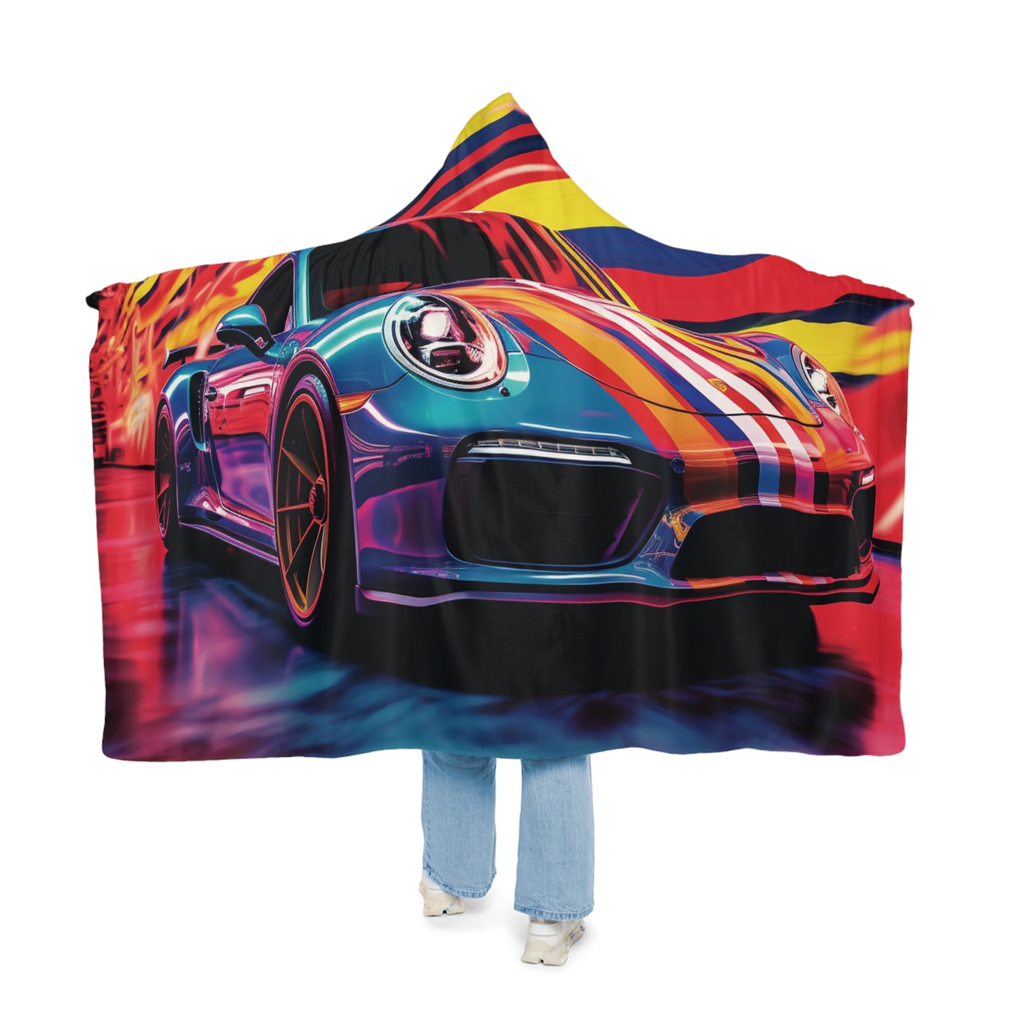 Snuggle Hooded Blanket Macro American Flag Porsche 2