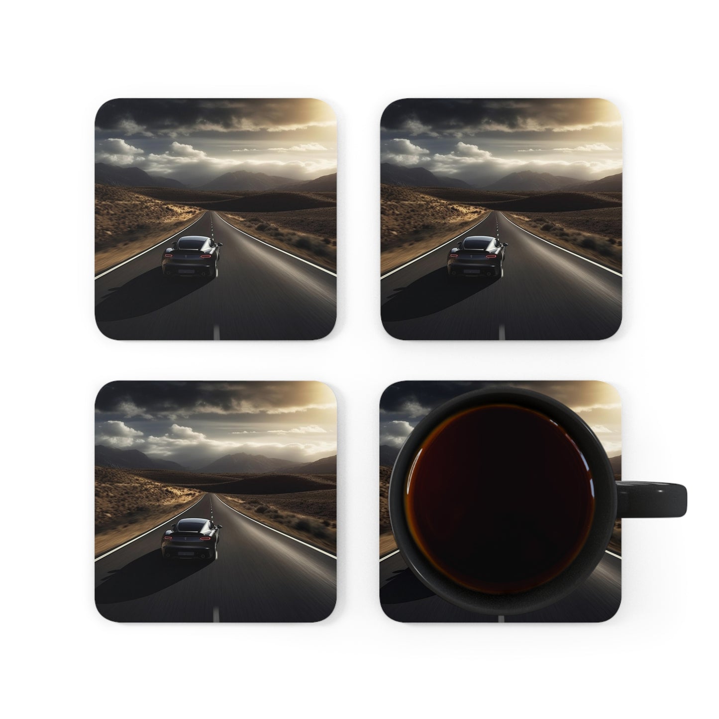 Corkwood Coaster Set Ferrari Road 3