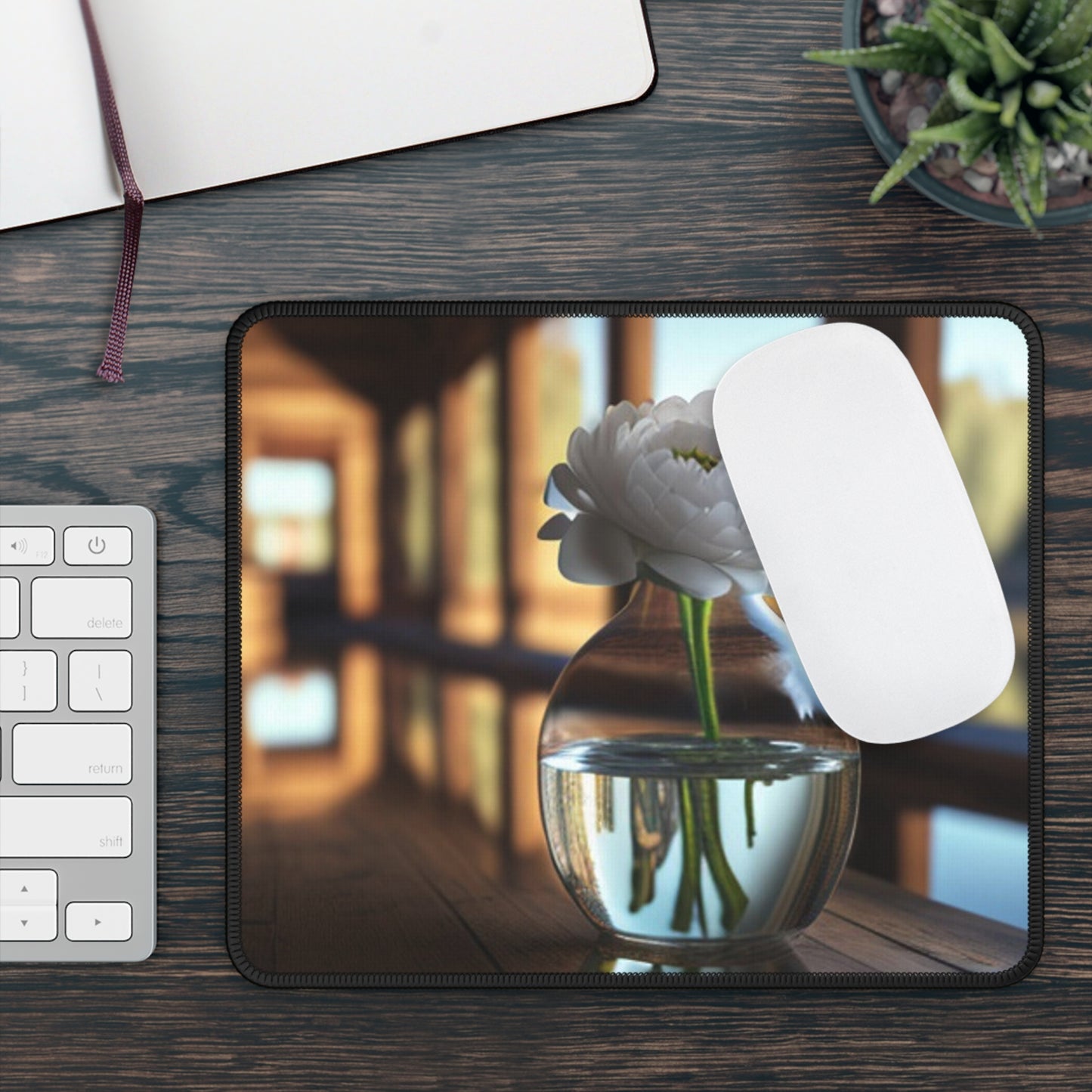 Gaming Mouse Pad  White Peony glass vase 3