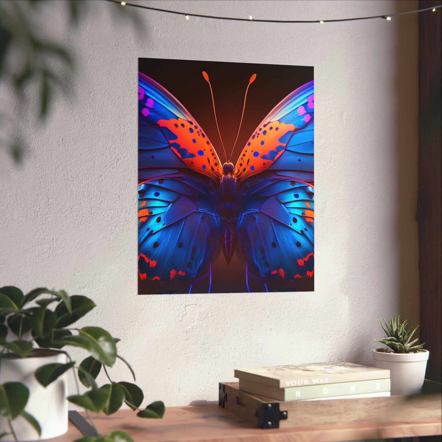 Premium Matte Vertical Posters Neon Butterfly Macro 3