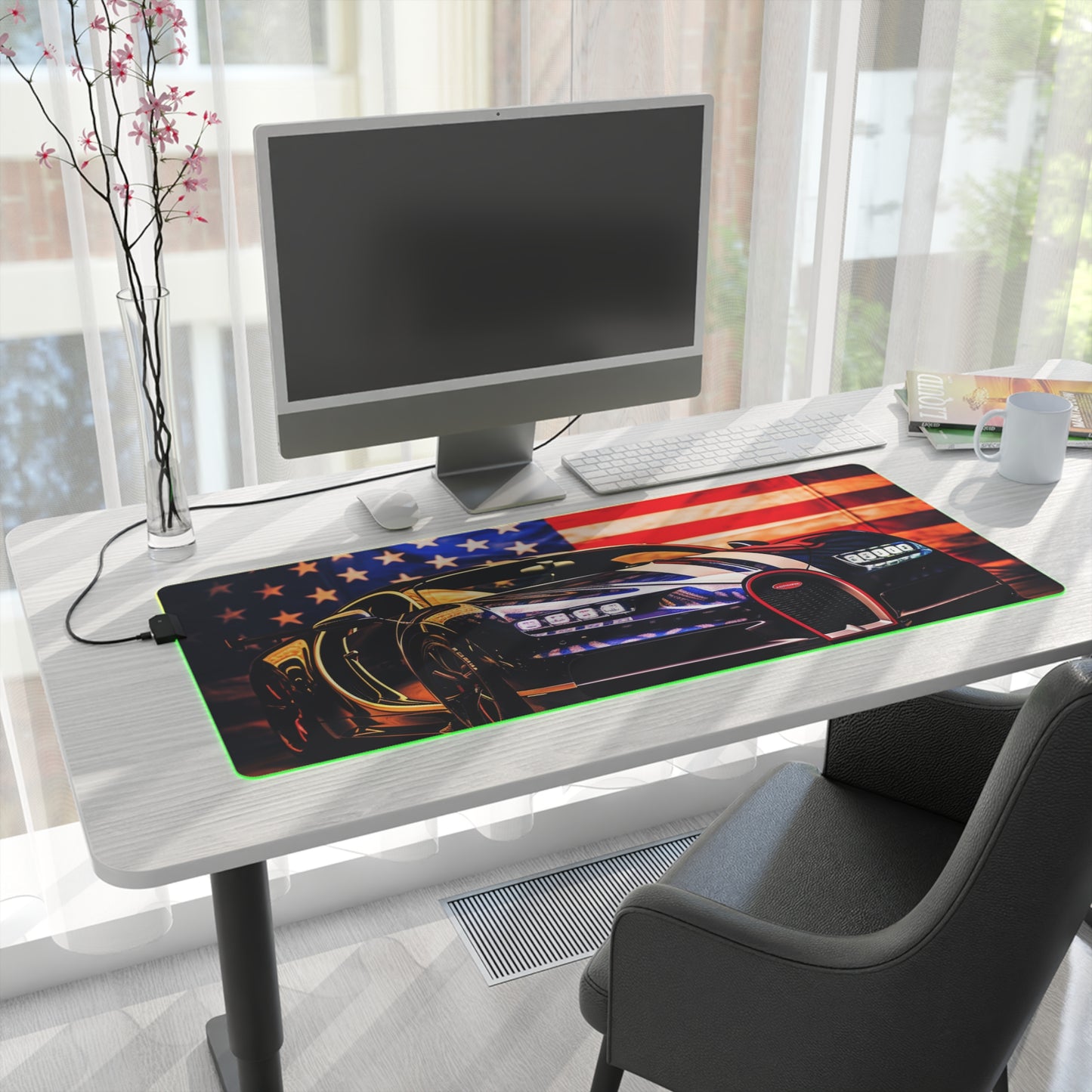 LED Gaming Mouse Pad Macro Bugatti American Flag 4