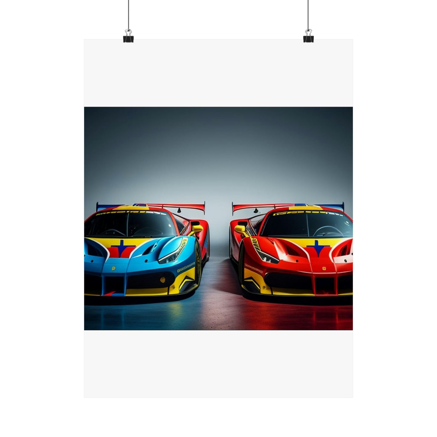 Premium Matte Vertical Posters Ferrari Red Blue 2