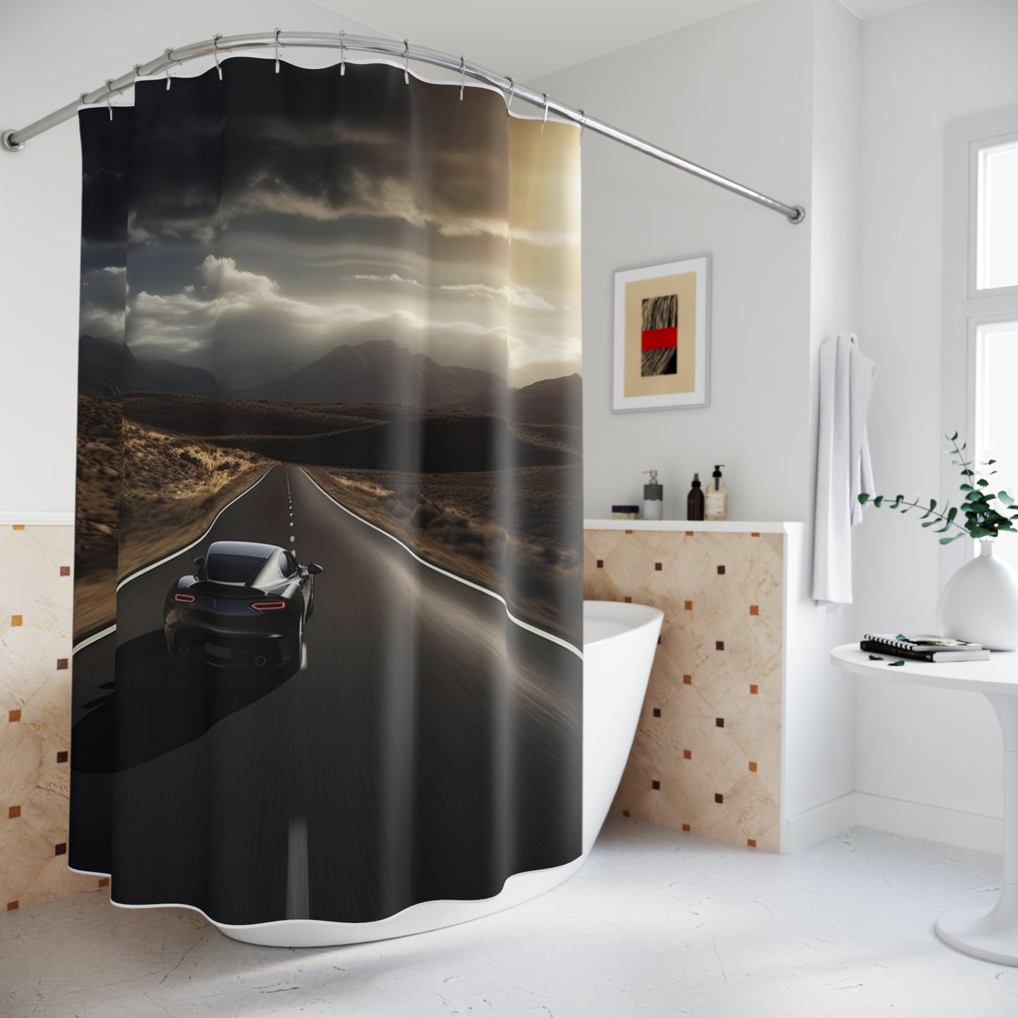 Polyester Shower Curtain Ferrari Road 3