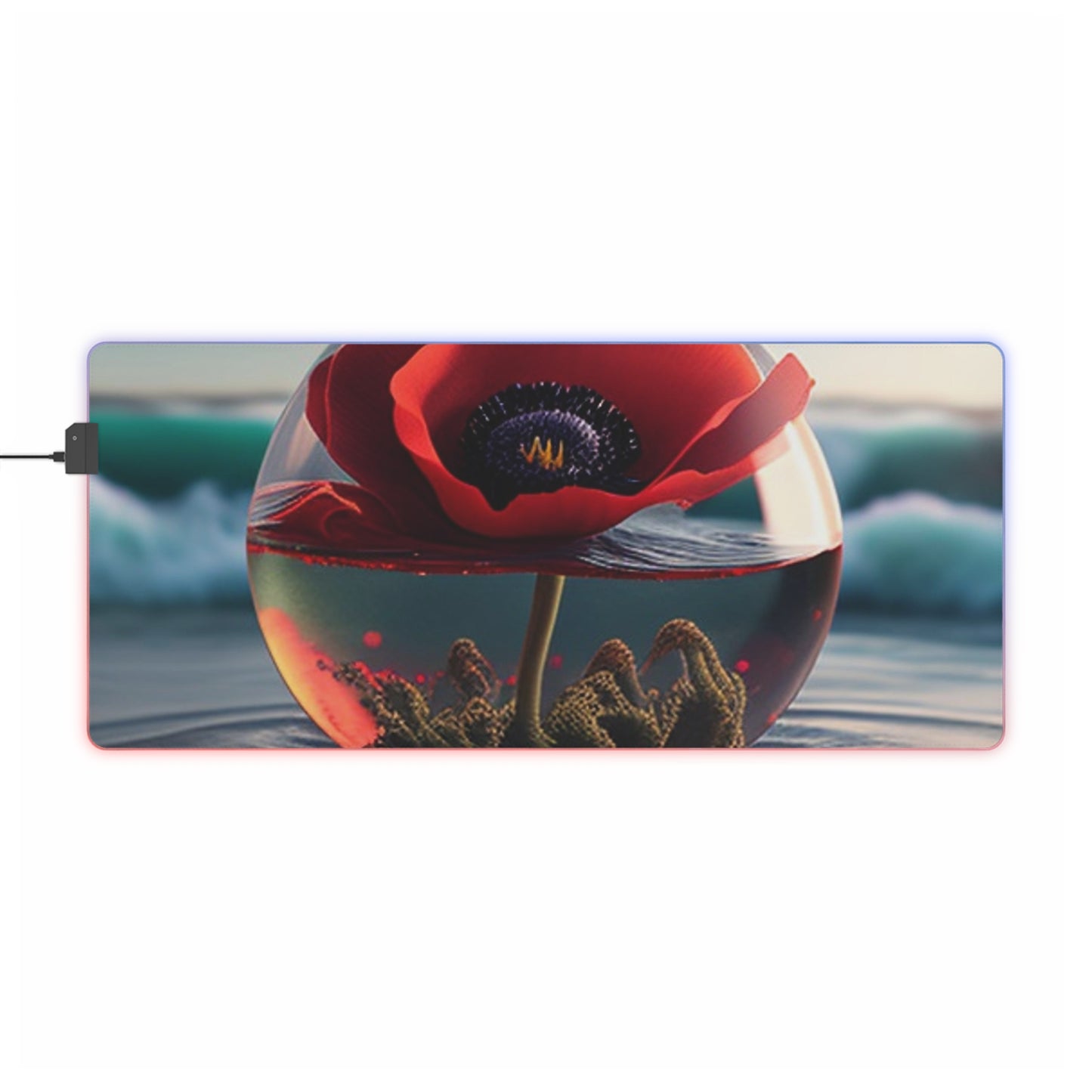 LED Gaming Mouse Pad Red Anemone in a Vase 4