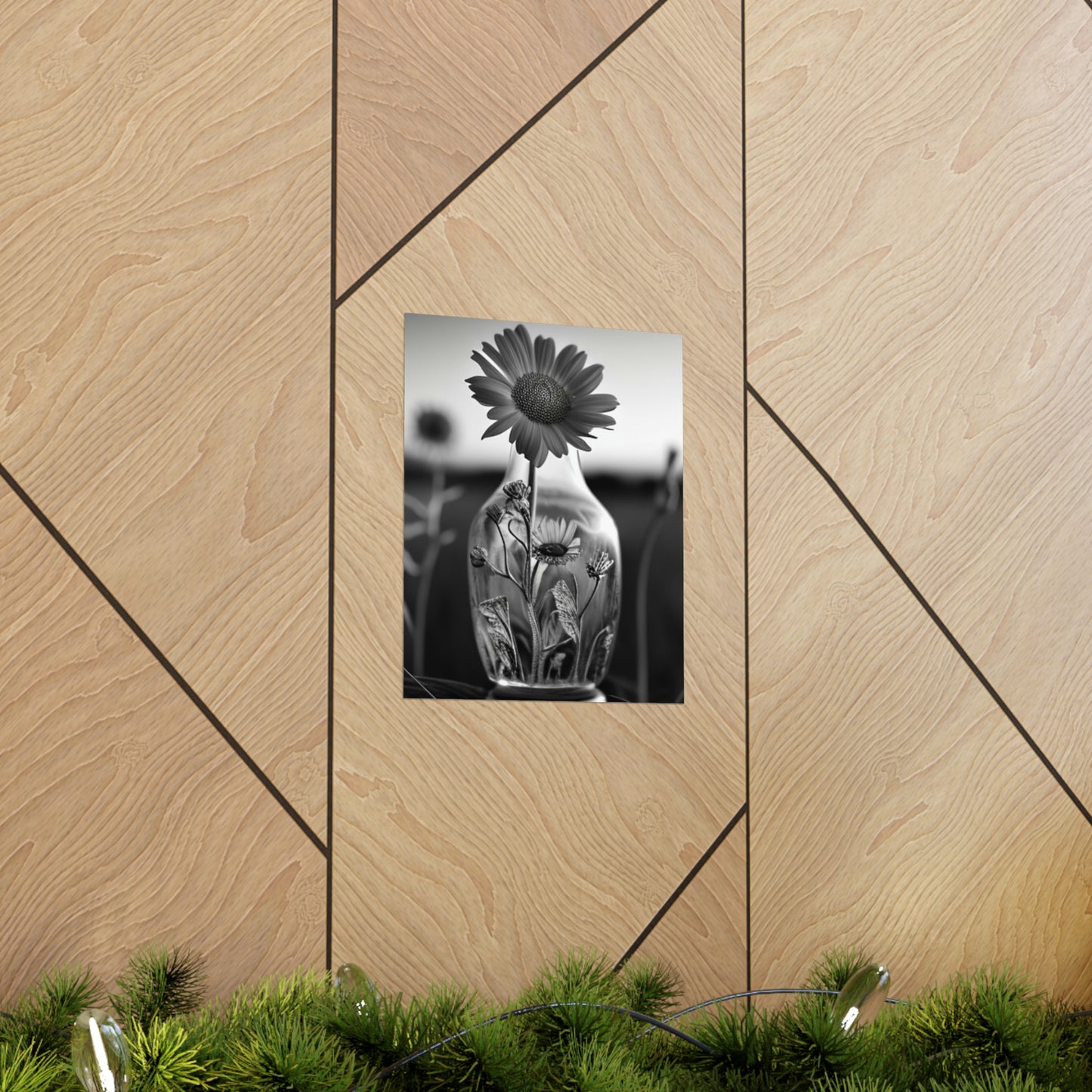 Premium Matte Vertical Posters Yellw Sunflower in a vase 2