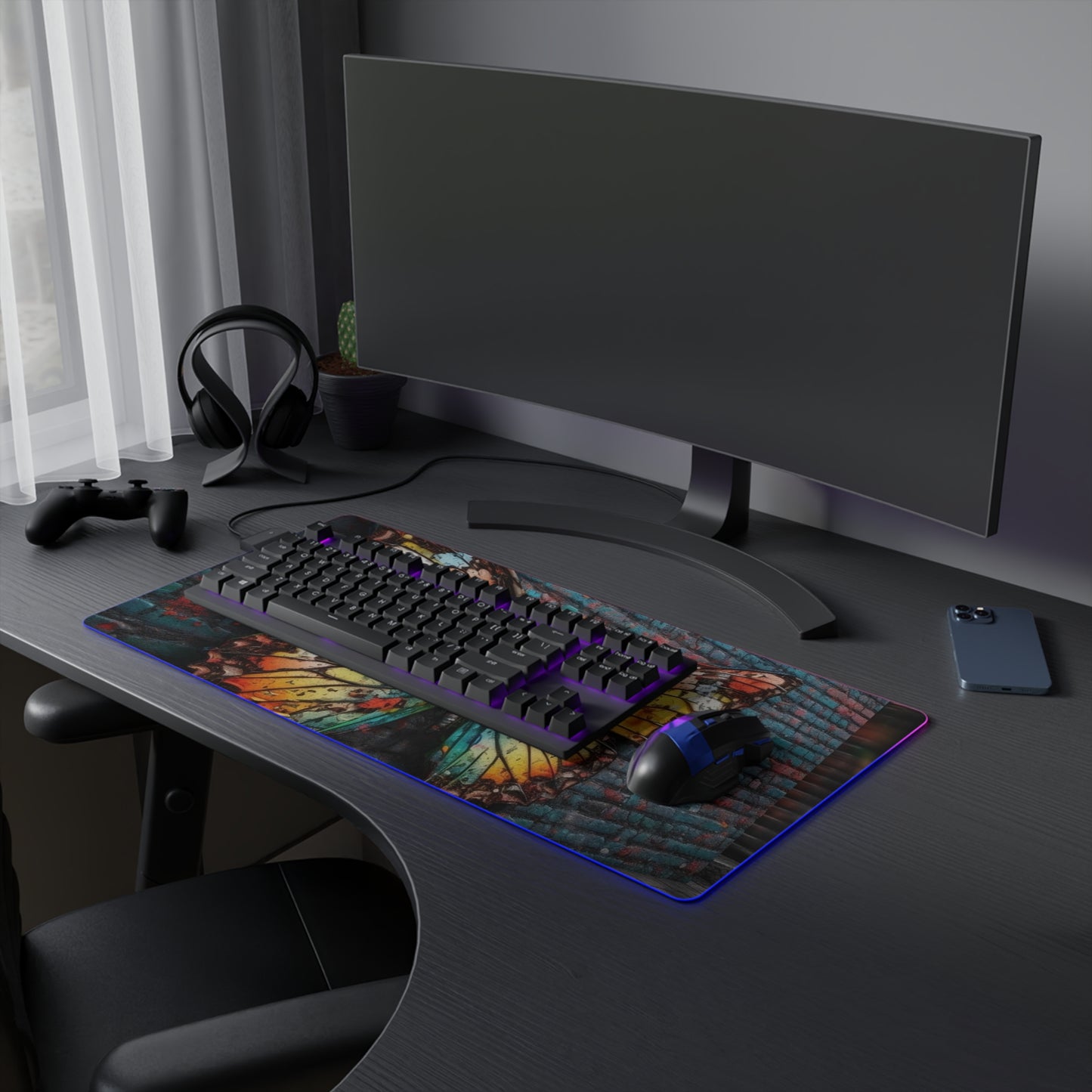 LED Gaming Mouse Pad Liquid Street Butterfly 2