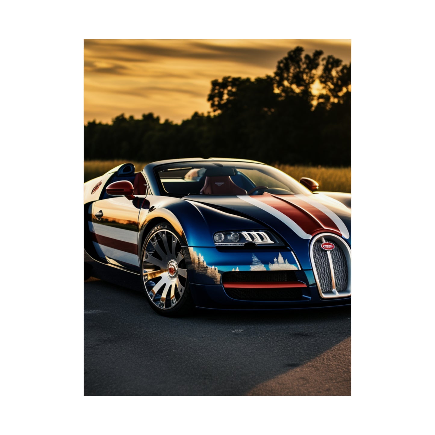 Premium Matte Vertical Posters Bugatti Flag American 3