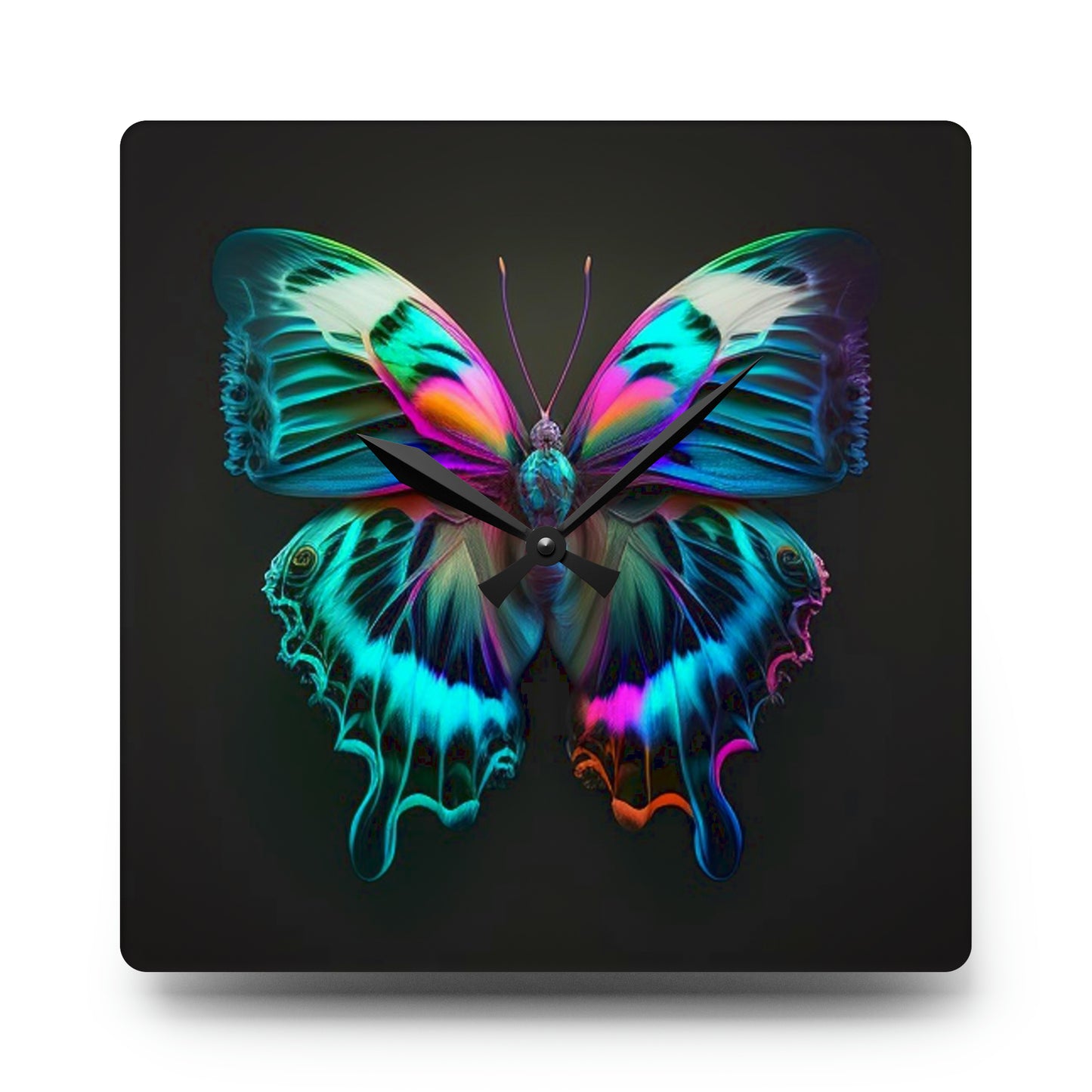 Acrylic Wall Clock Neon Butterfly Fusion 4