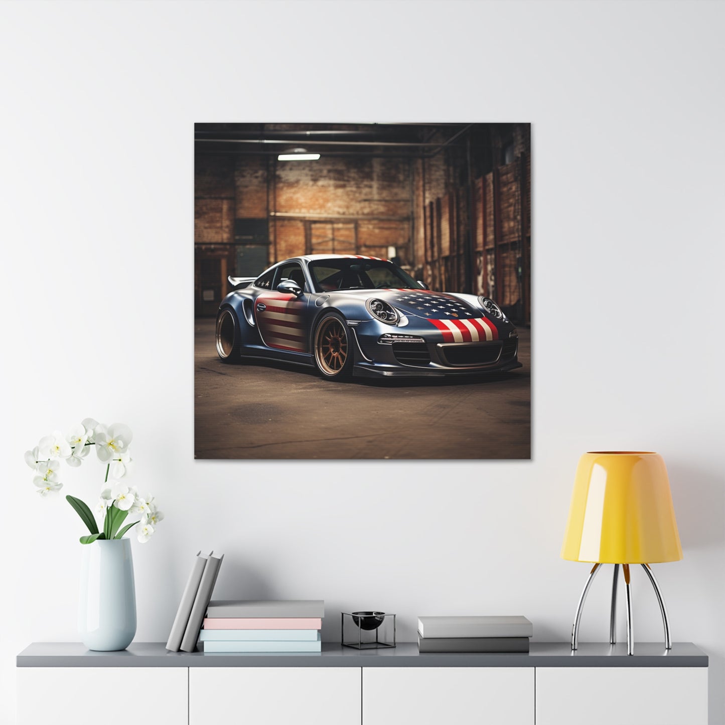 Canvas Gallery Wraps American Flag Porsche 1