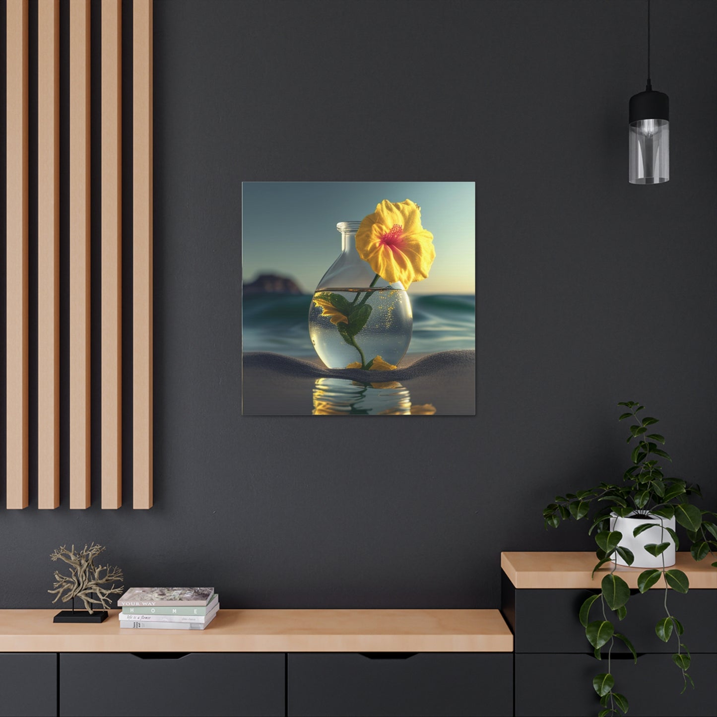 Canvas Gallery Wraps Yellow Hibiscus glass 2