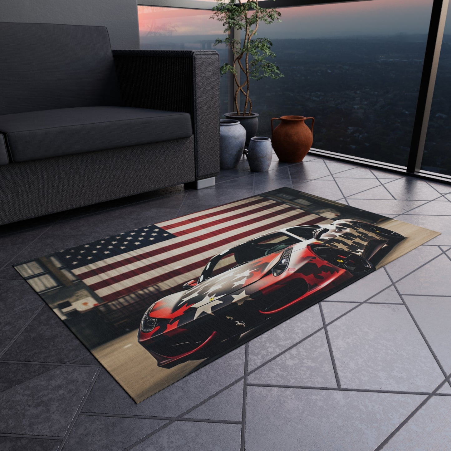 Outdoor Rug  American Flag Farrari 1