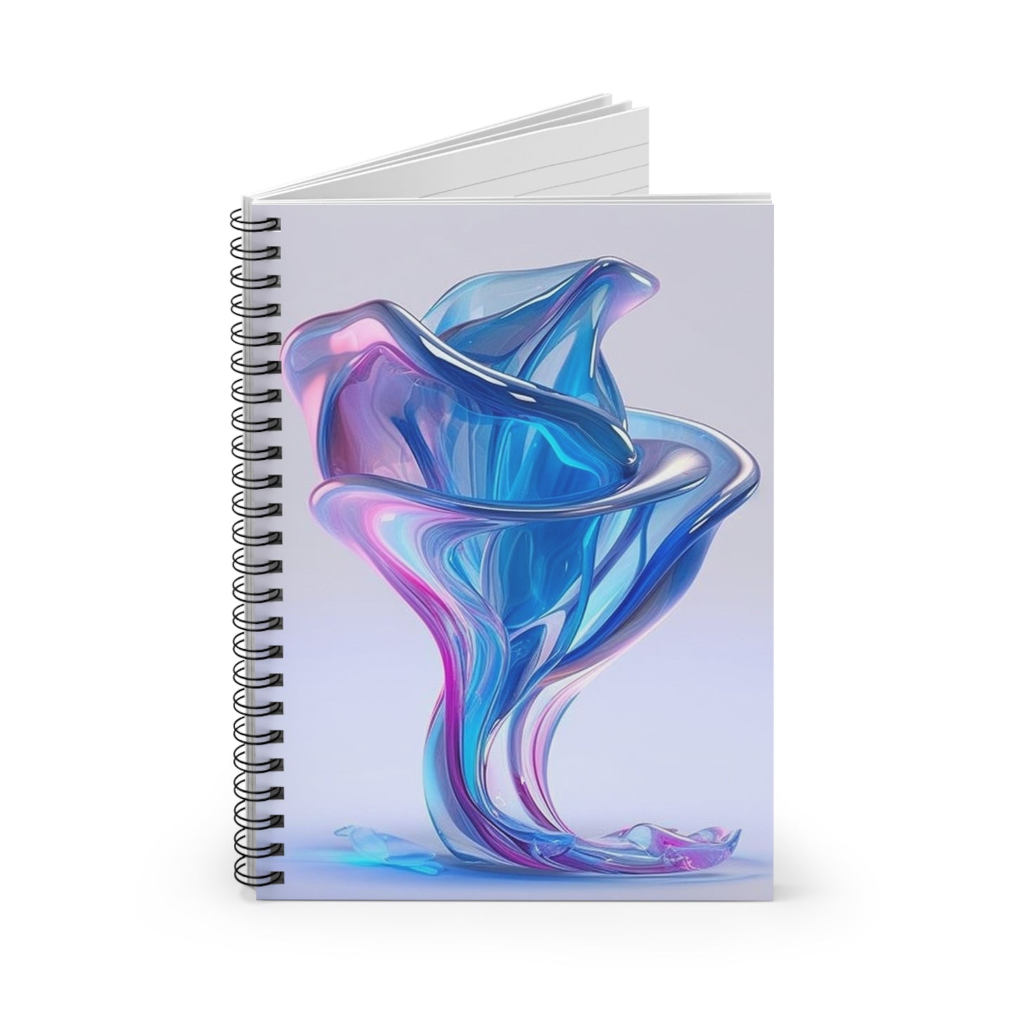 Spiral Notebook - Ruled Line Pink & Blue Tulip Rose 2
