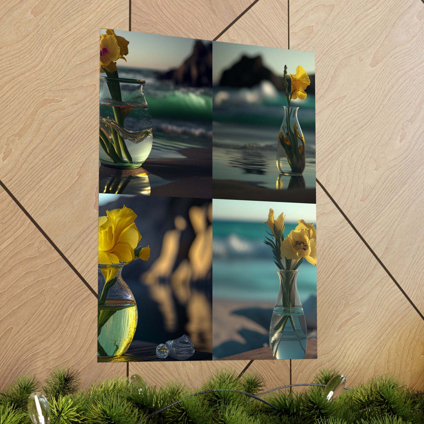 Premium Matte Vertical Posters Yellow Gladiolus glass 5