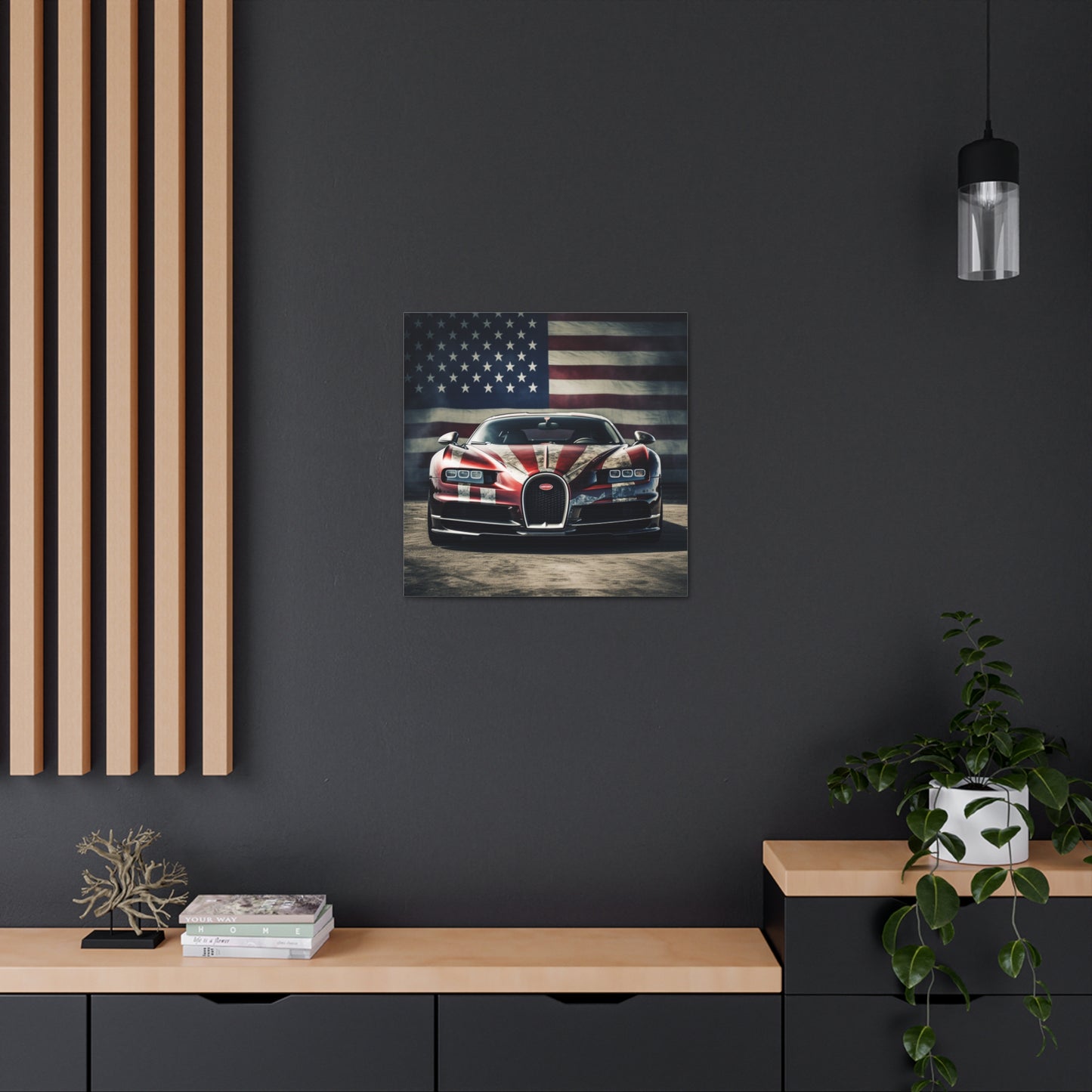 Canvas Gallery Wraps American Flag Background Bugatti 3