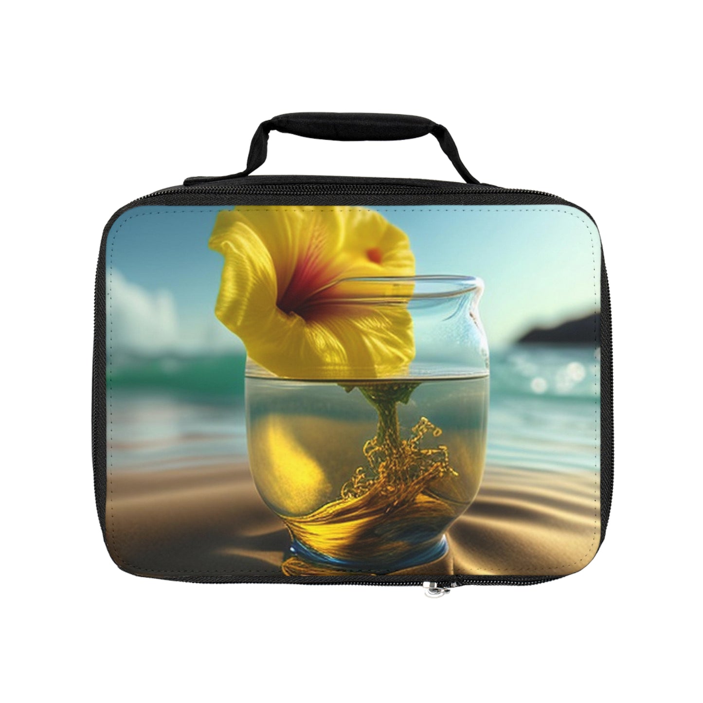Lunch Bag Yellow Hibiscus glass 1