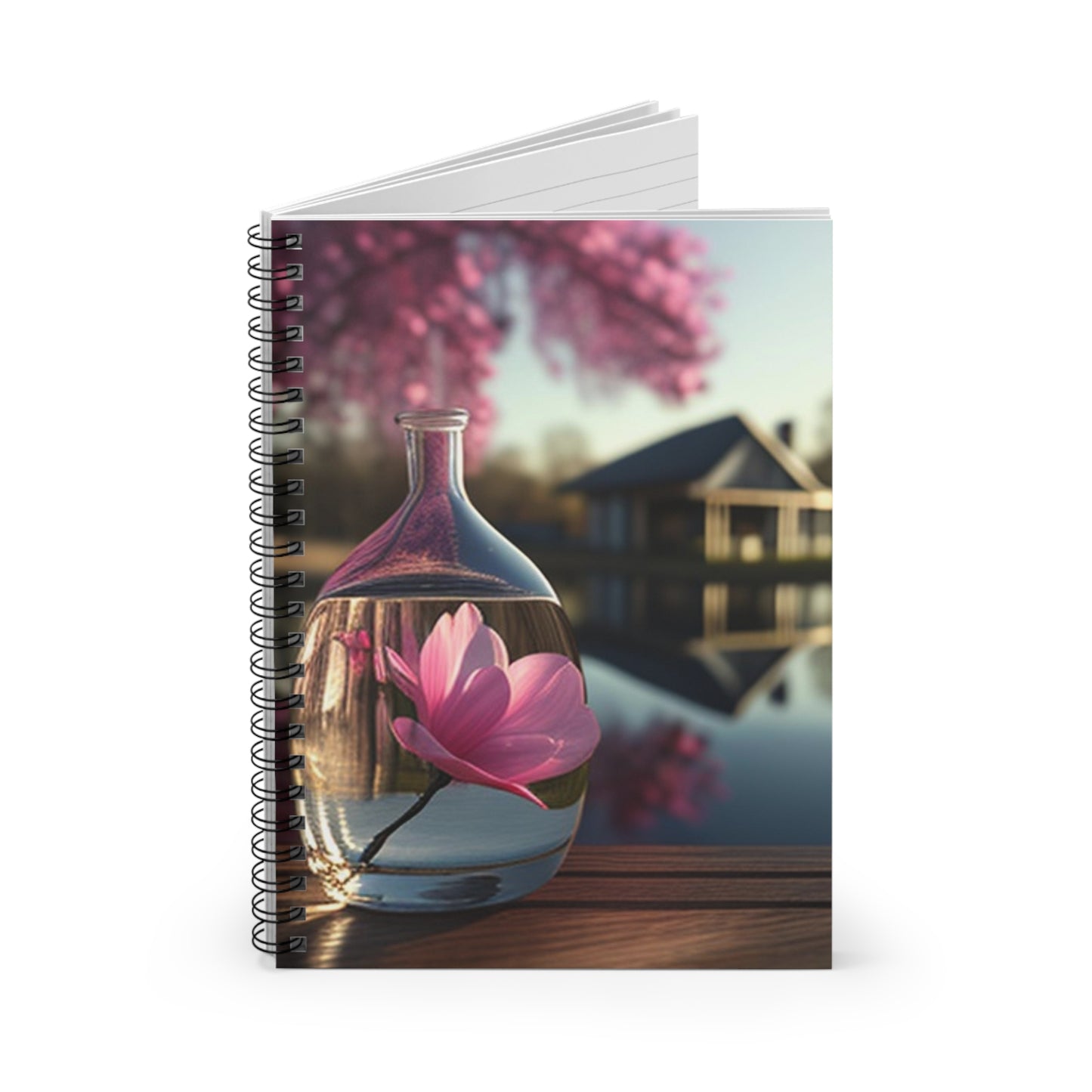 Spiral Notebook - Ruled Line Magnolia in a Glass vase 2