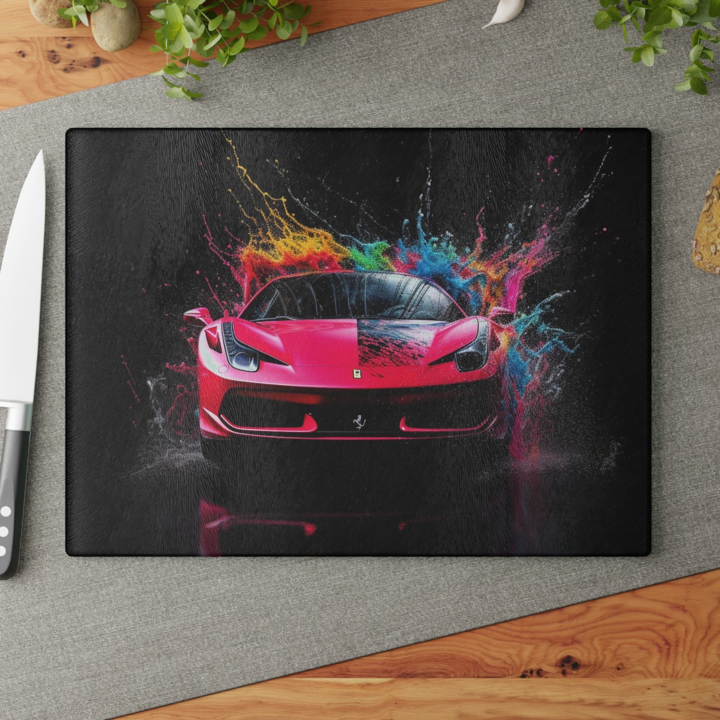 Glass Cutting Board Ferrari Water Splash 2