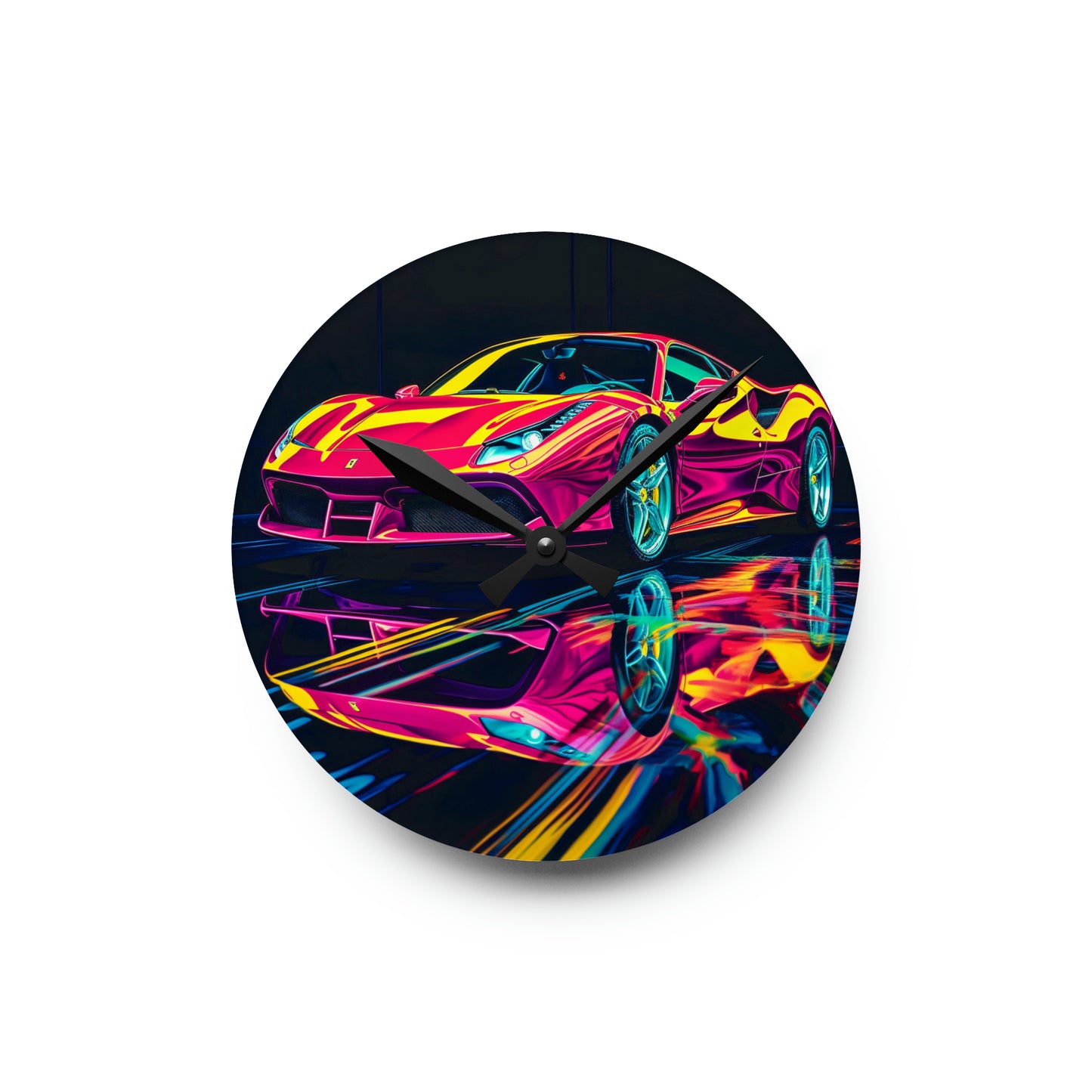 Acrylic Wall Clock Pink Ferrari Macro 1