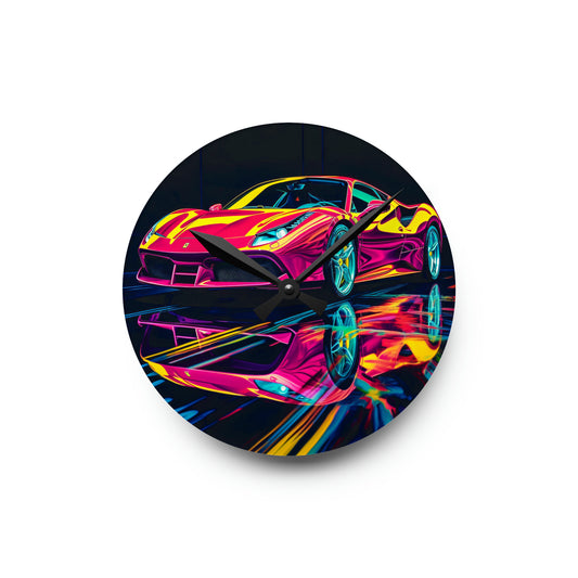 Acrylic Wall Clock Pink Ferrari Macro 1