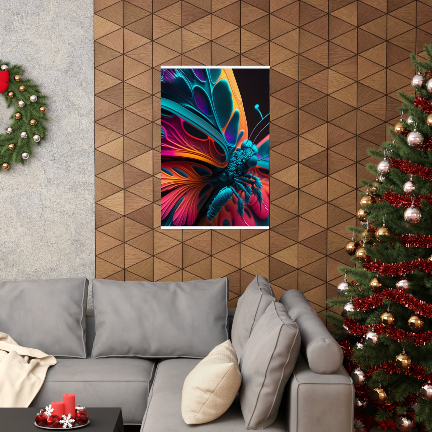 Premium Matte Vertical Posters Neon Butterfly Macro 4