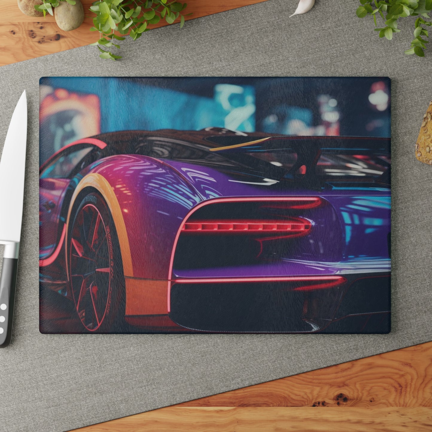 Glass Cutting Board Hyper Bugatti Neon Chiron 3