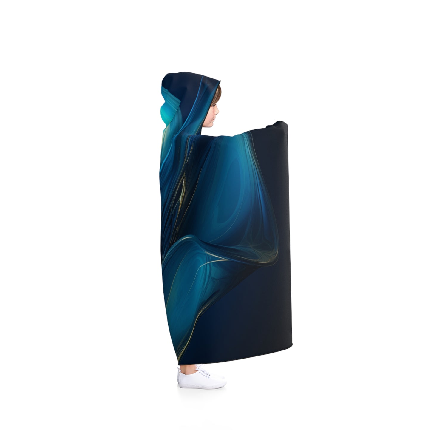 Hooded Blanket Abstract Blue Tulip 2