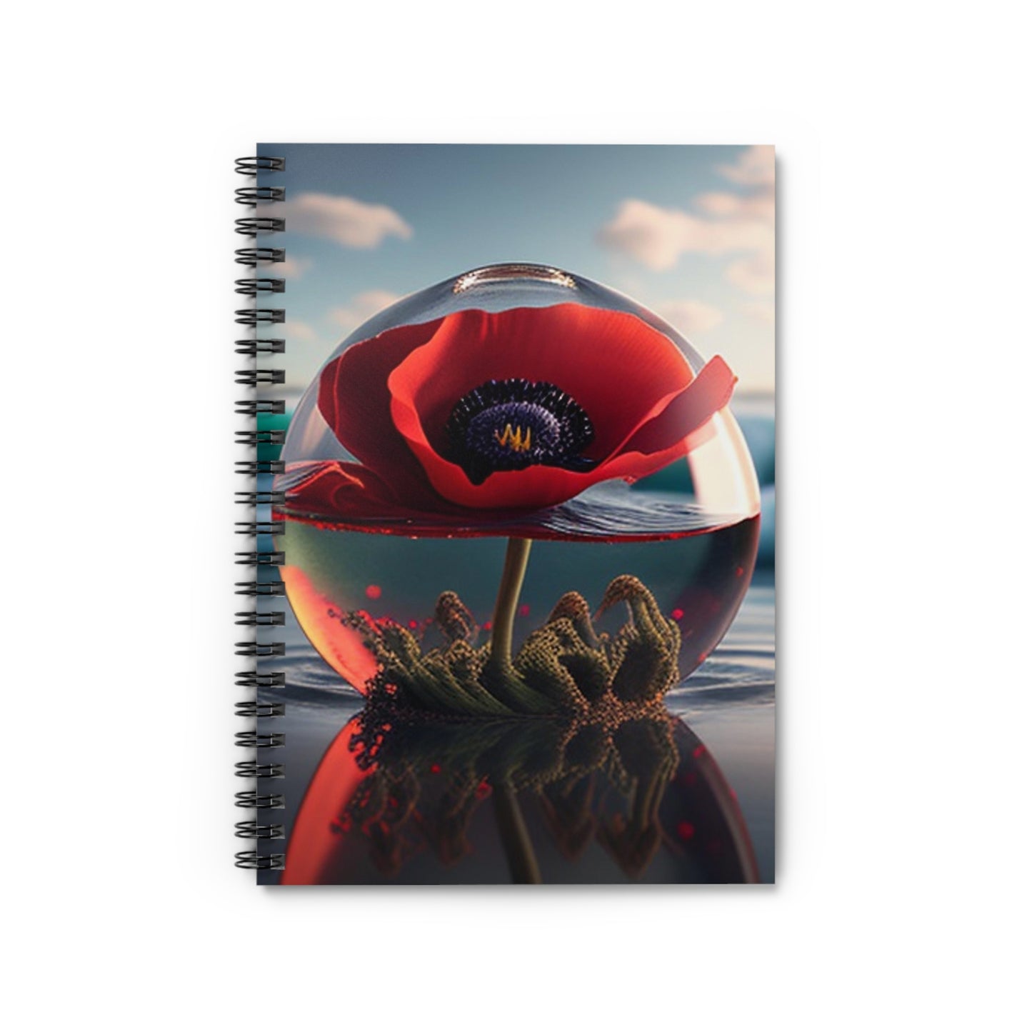 Spiral Notebook - Ruled Line Red Anemone in a Vase 4