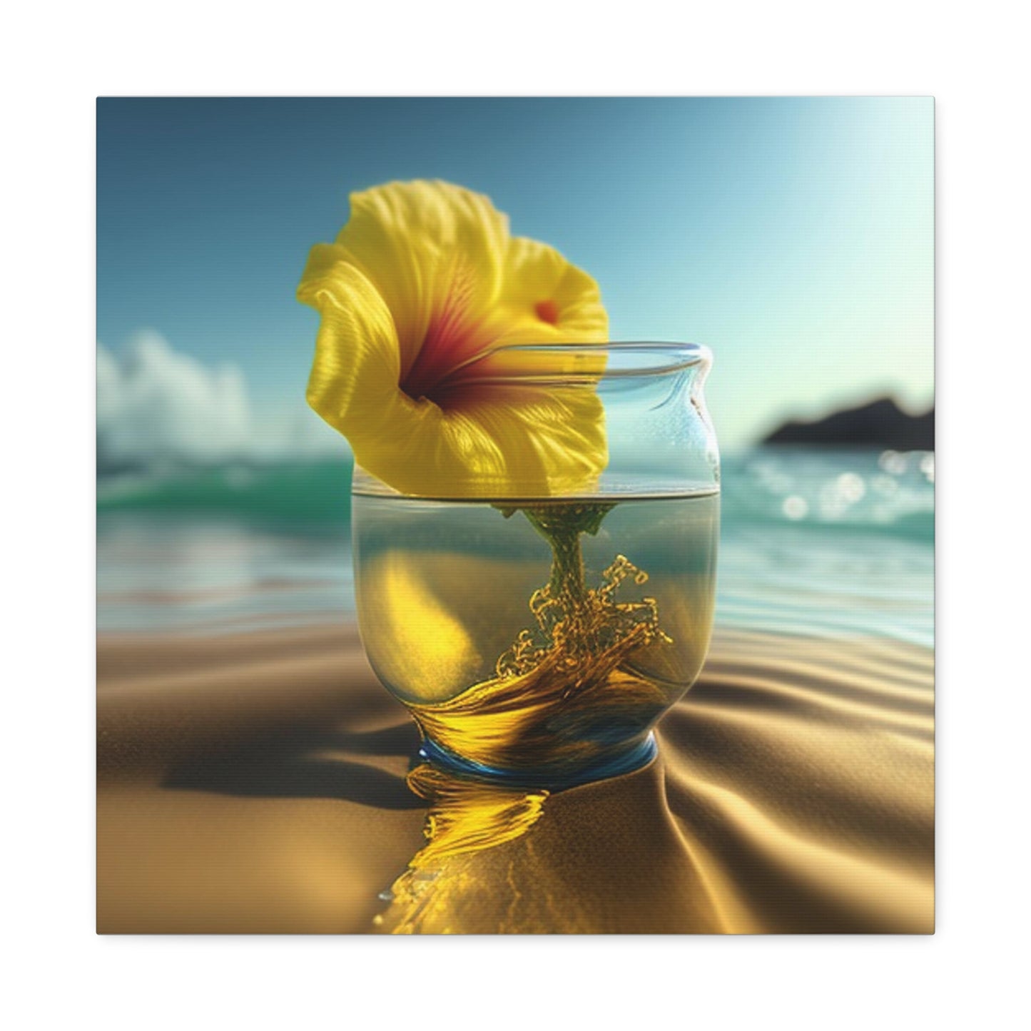 Canvas Gallery Wraps Yellow Hibiscus glass 1
