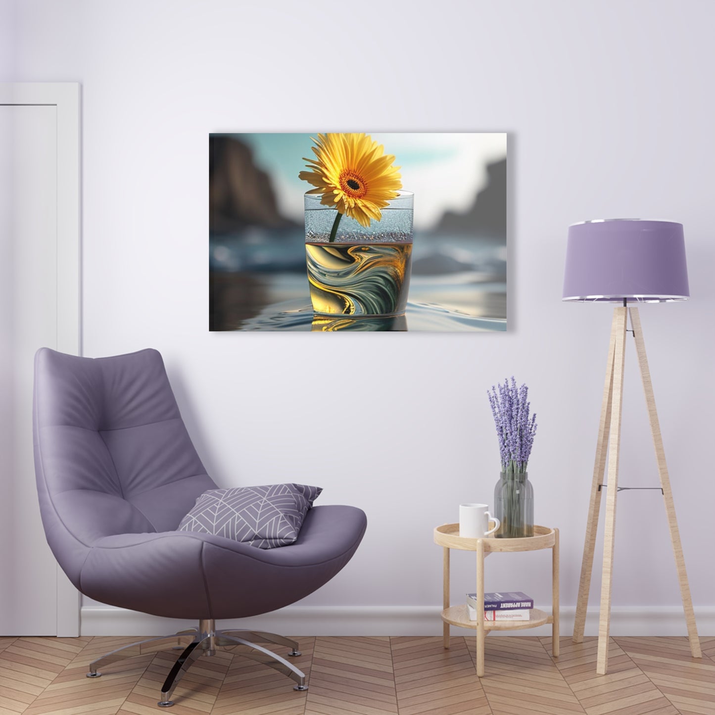 Acrylic Prints yello Gerbera glass 2