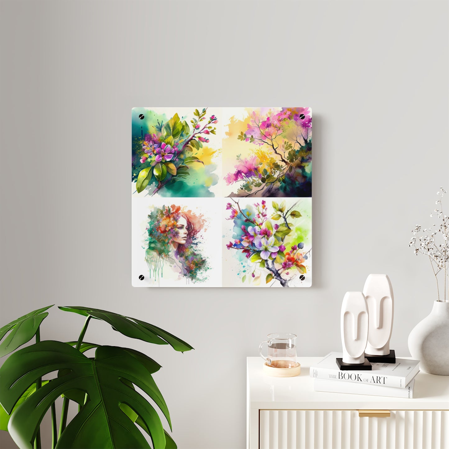 Acrylic Wall Art Panels Mother Nature Bright Spring Colors Realistic Watercolor 5