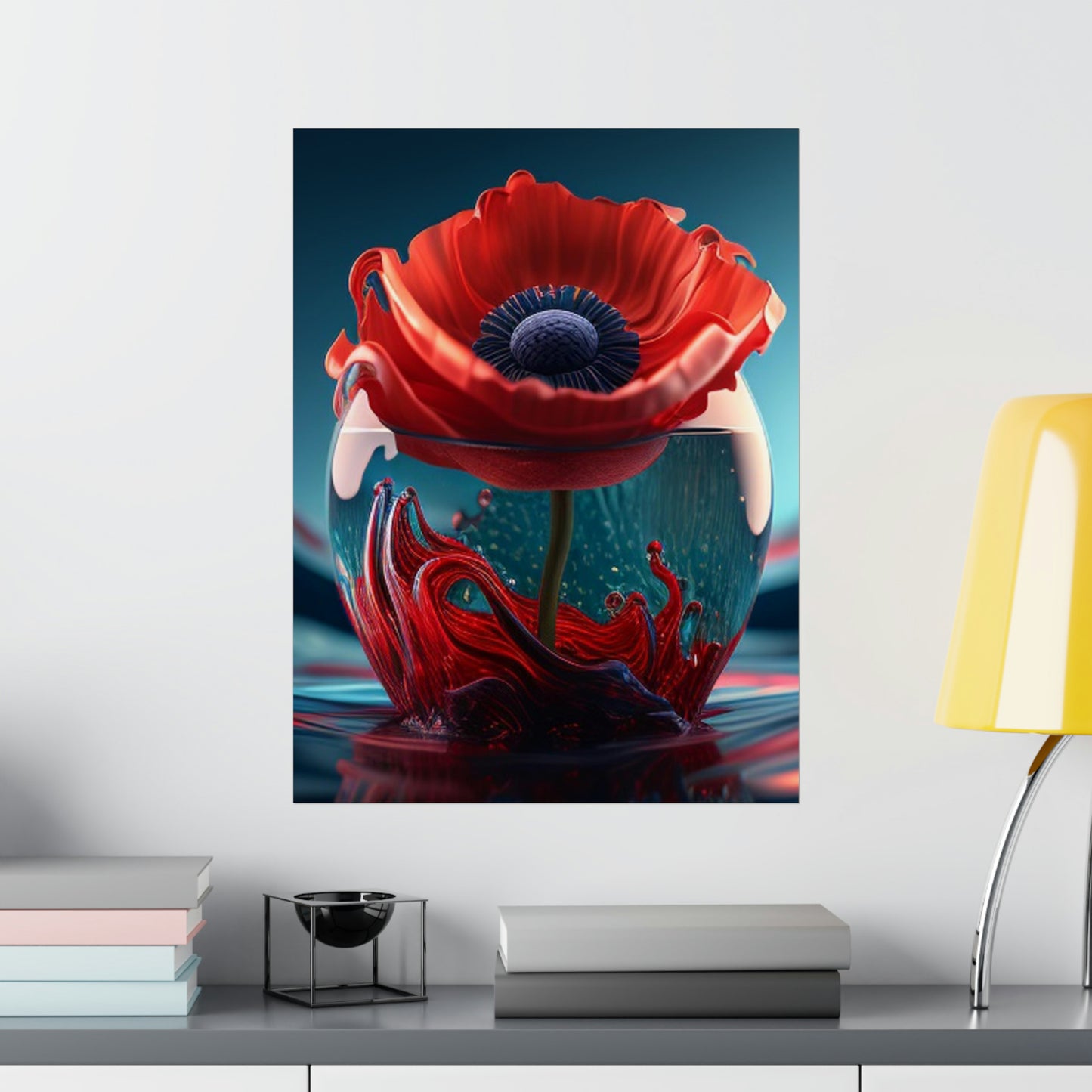 Premium Matte Vertical Posters Red Anemone in a Vase 2