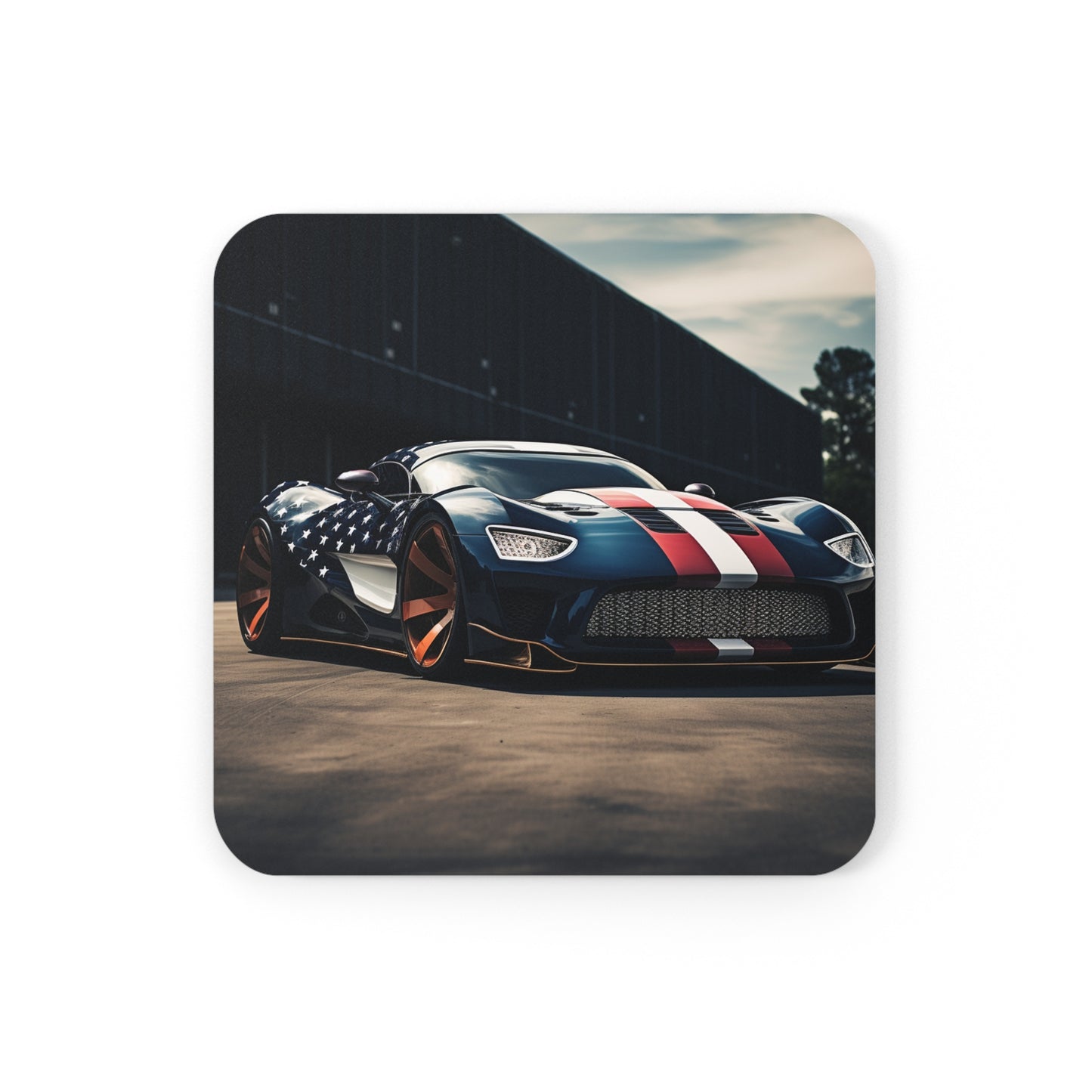 Corkwood Coaster Set Bugatti Flag American 2