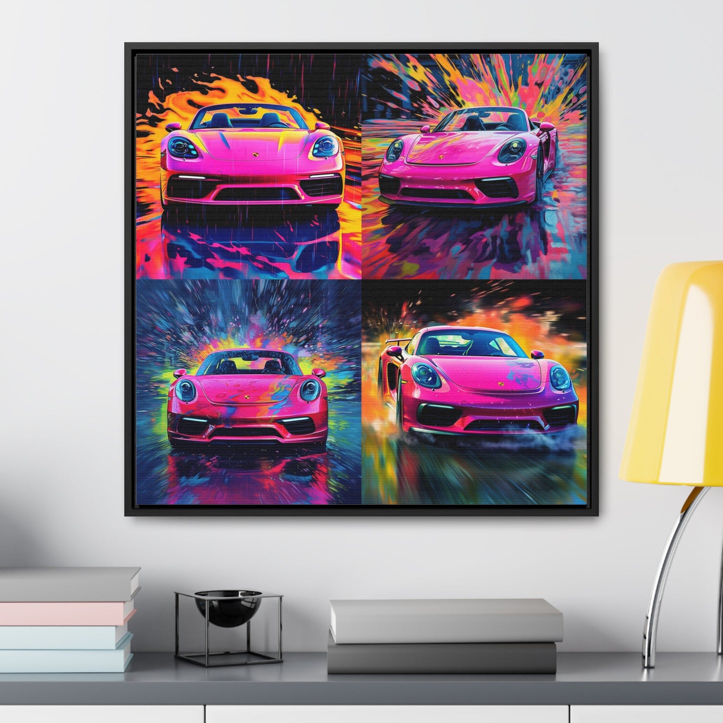 Gallery Canvas Wraps, Square Frame Pink Porsche water fusion 5